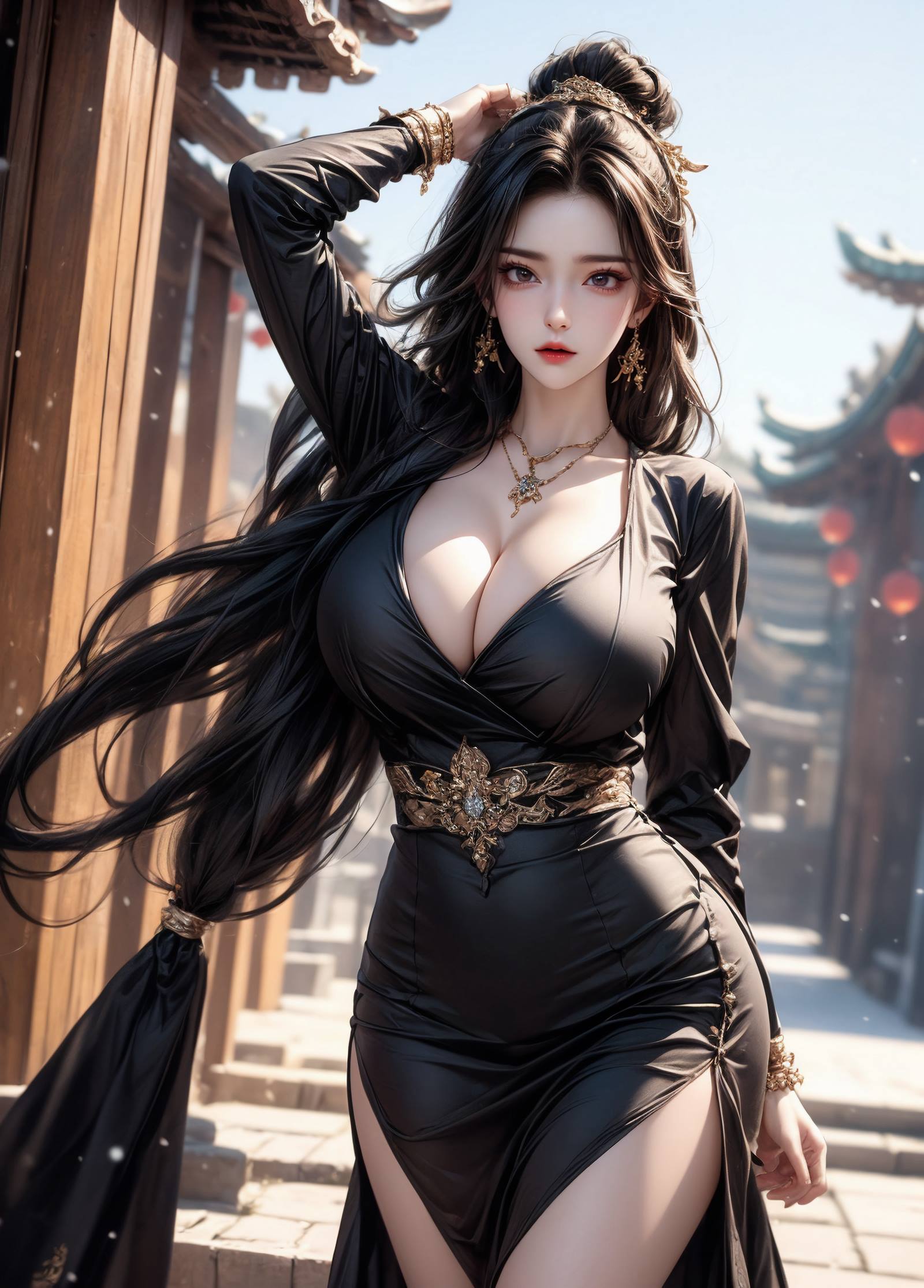 图片[10]-AI绘画 105 皇城贵妃-黑色衣裙[15P] – 速更版-美库