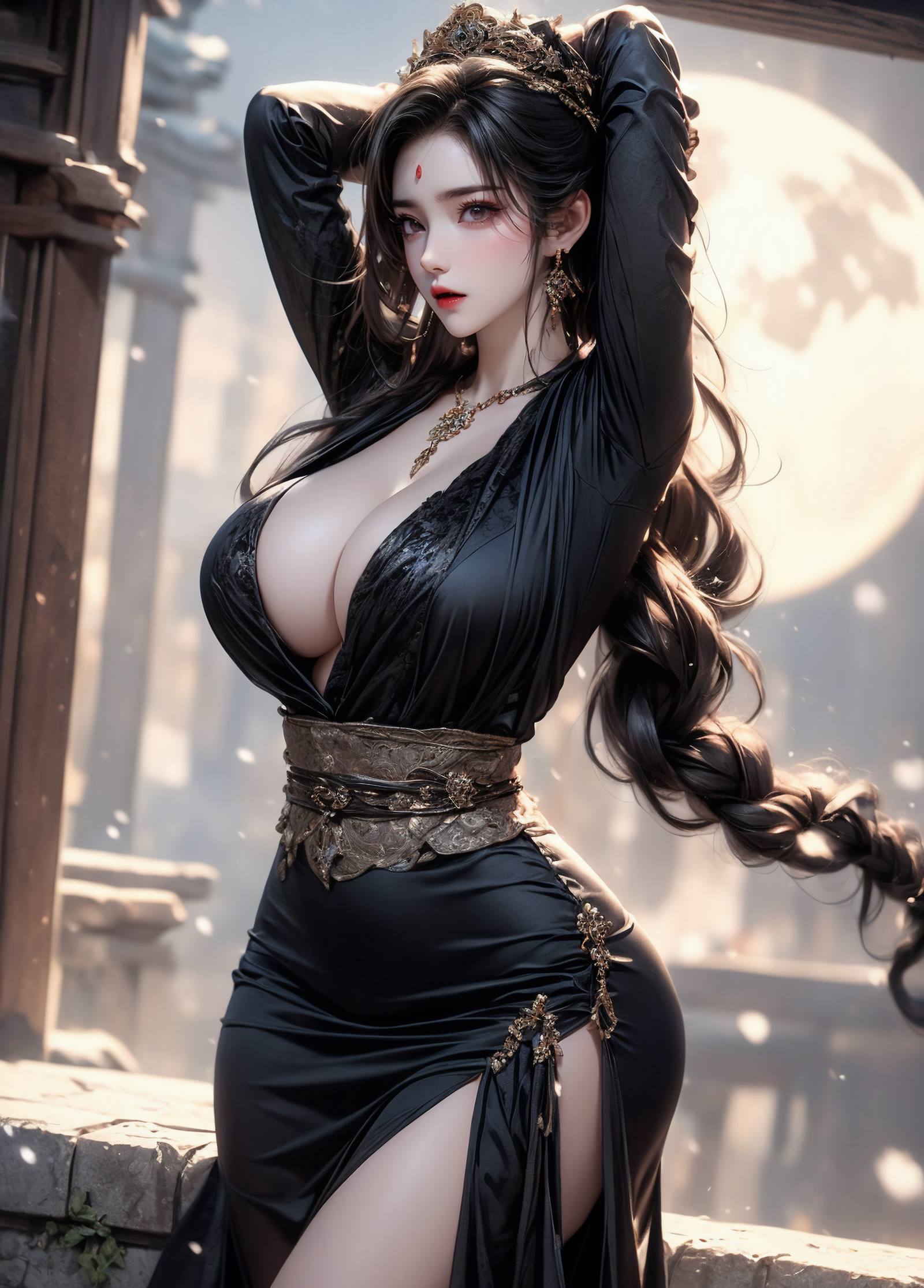 图片[12]-AI绘画 105 皇城贵妃-黑色衣裙[15P] – 速更版-美库