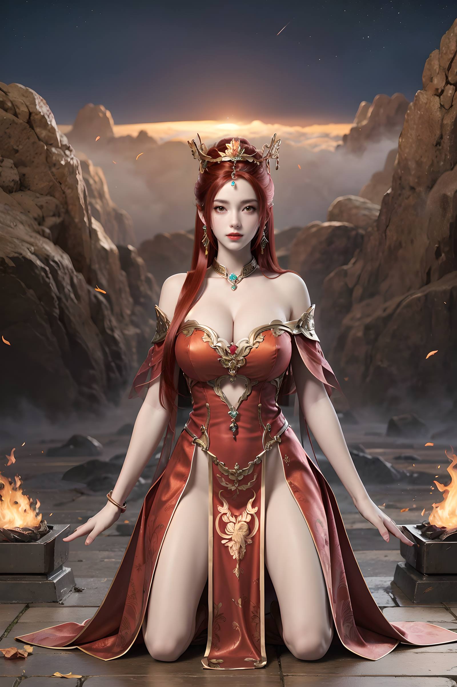 图片[10]-AI绘画 116 完美世界-曼珠沙华 户外红色礼服[109P] – 速更版-美库