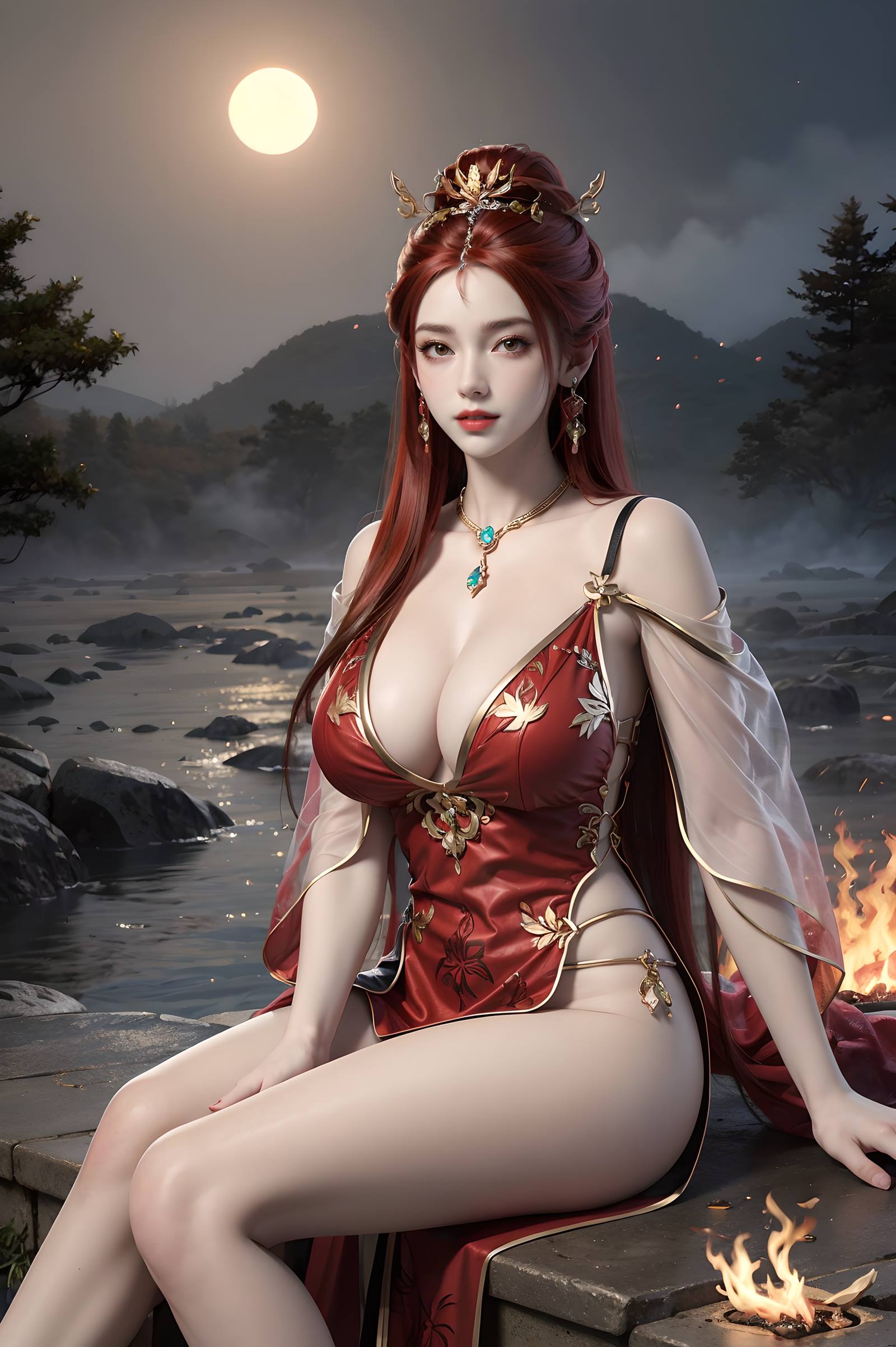 图片[13]-AI绘画 116 完美世界-曼珠沙华 户外红色礼服[109P] – 速更版-美库