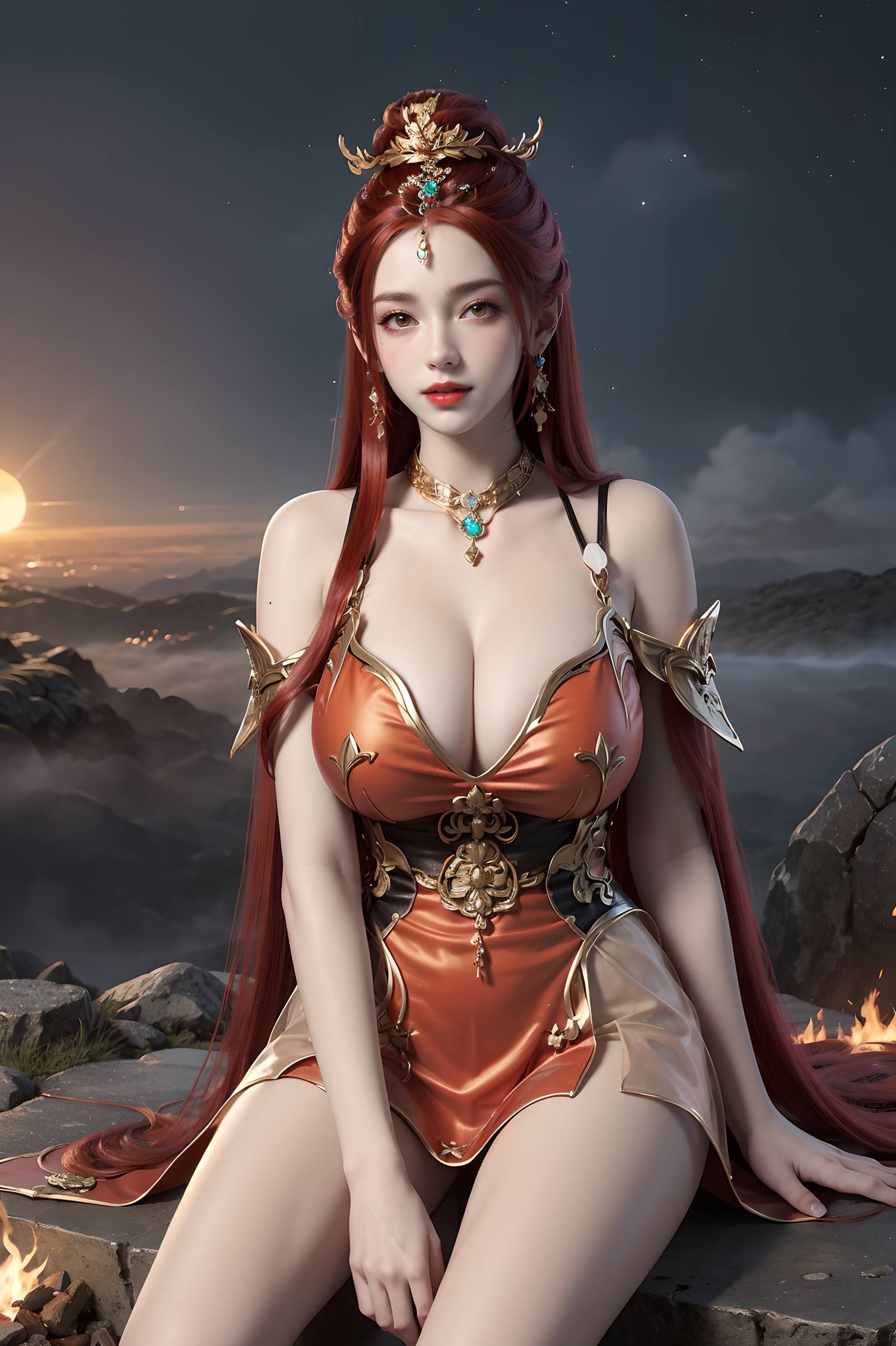 图片[14]-AI绘画 116 完美世界-曼珠沙华 户外红色礼服[109P] – 速更版-美库