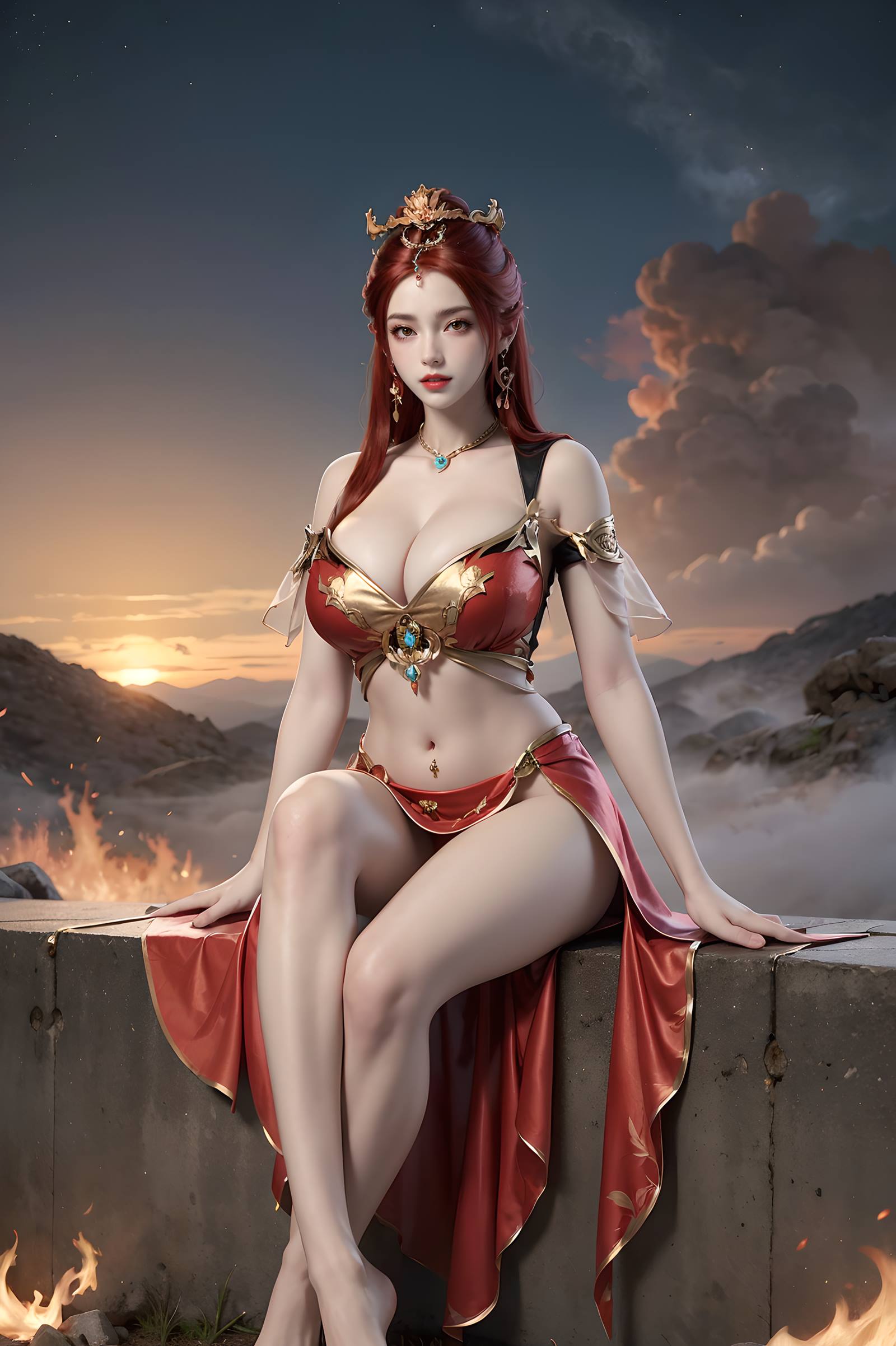 图片[16]-AI绘画 116 完美世界-曼珠沙华 户外红色礼服[109P] – 速更版-美库