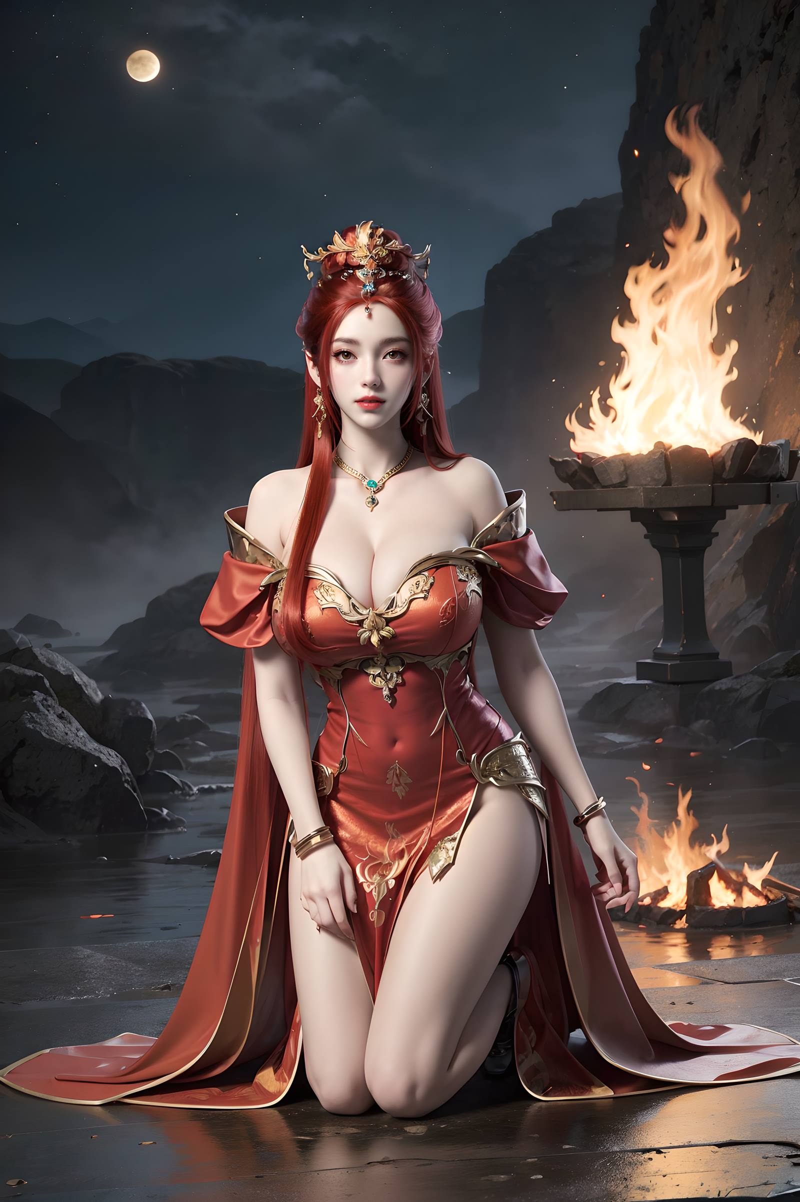 图片[18]-AI绘画 116 完美世界-曼珠沙华 户外红色礼服[109P] – 速更版-美库