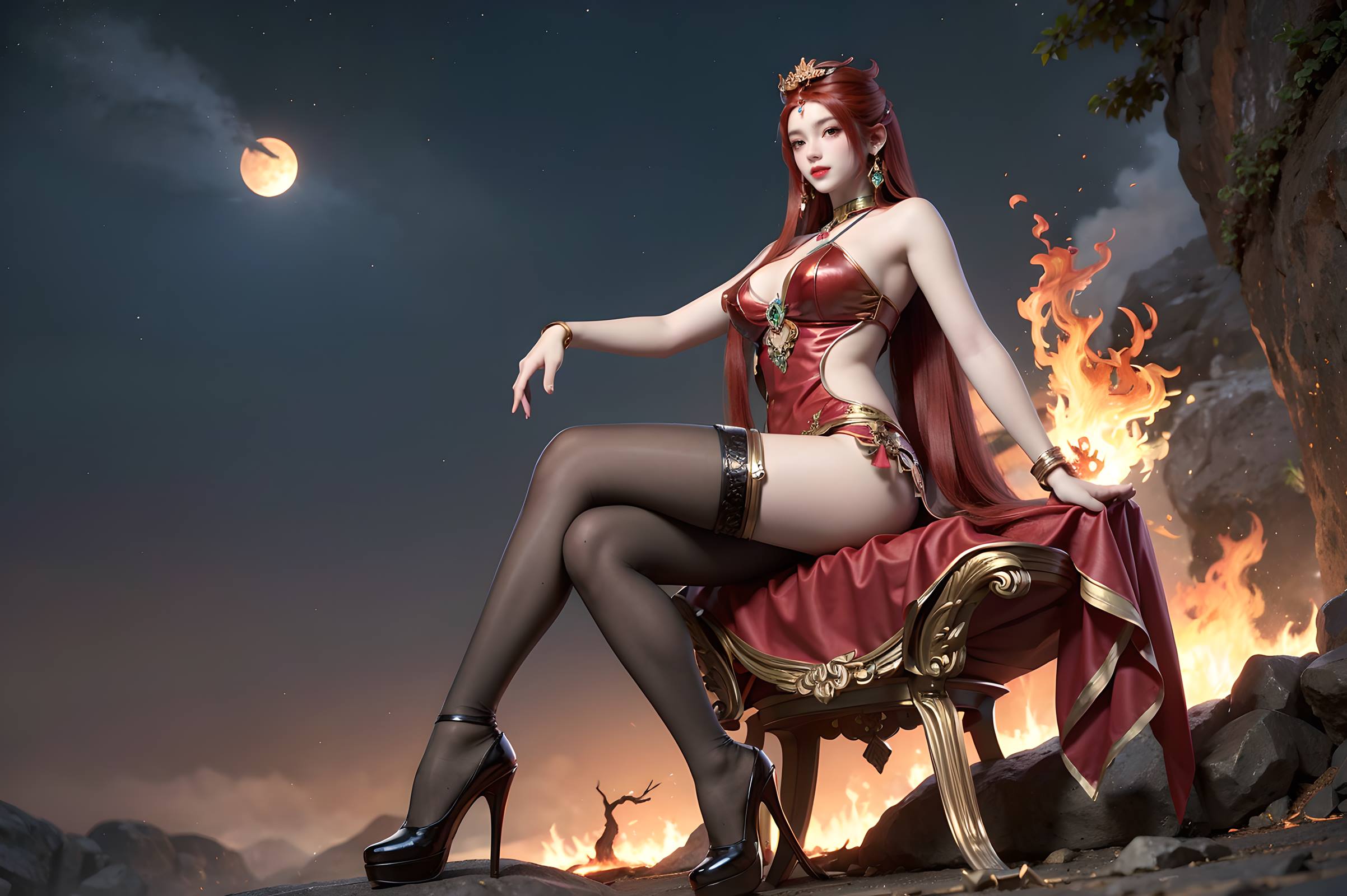 图片[22]-AI绘画 116 完美世界-曼珠沙华 户外红色礼服[109P] – 速更版-美库