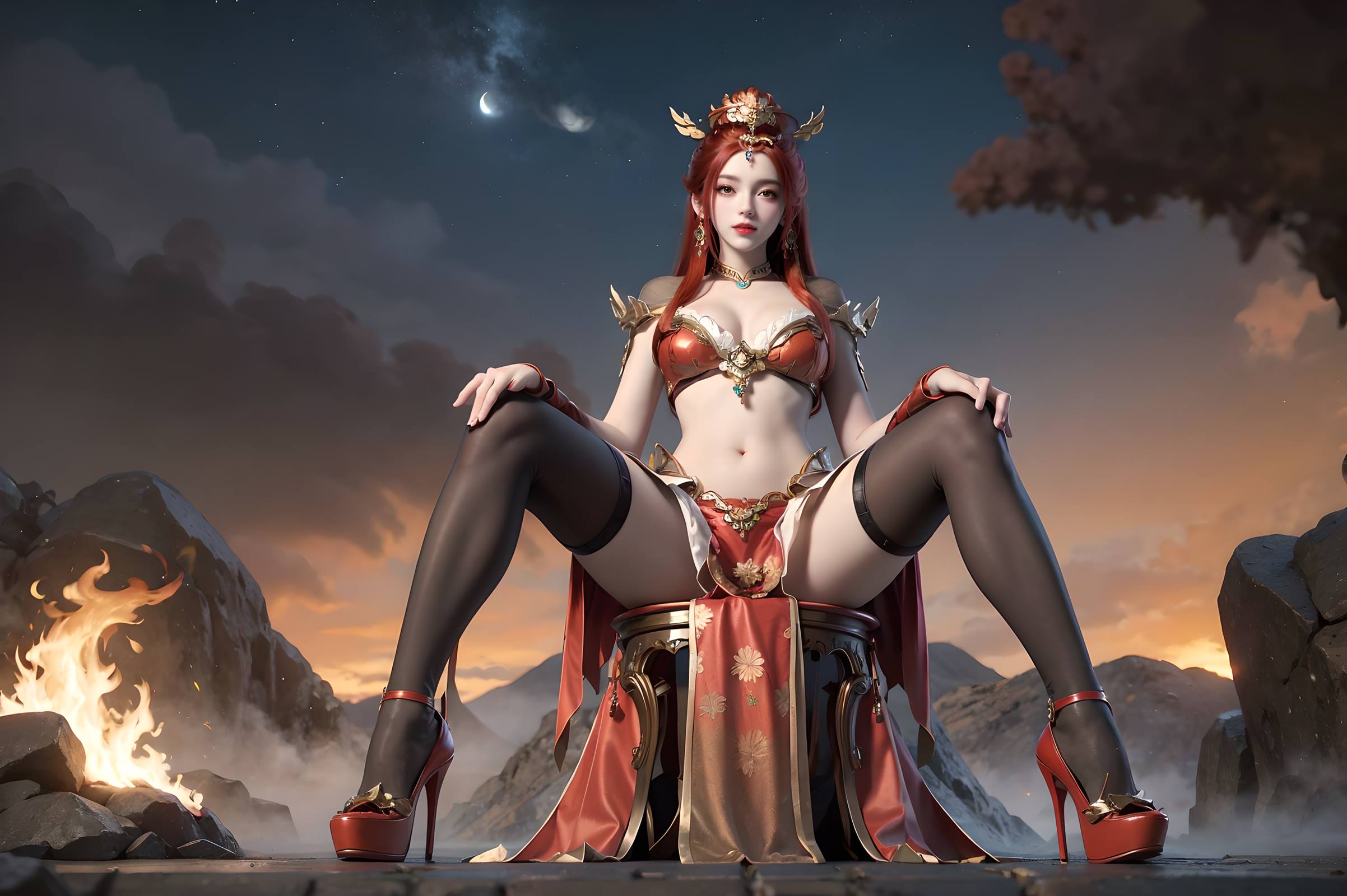 图片[23]-AI绘画 116 完美世界-曼珠沙华 户外红色礼服[109P] – 速更版-美库