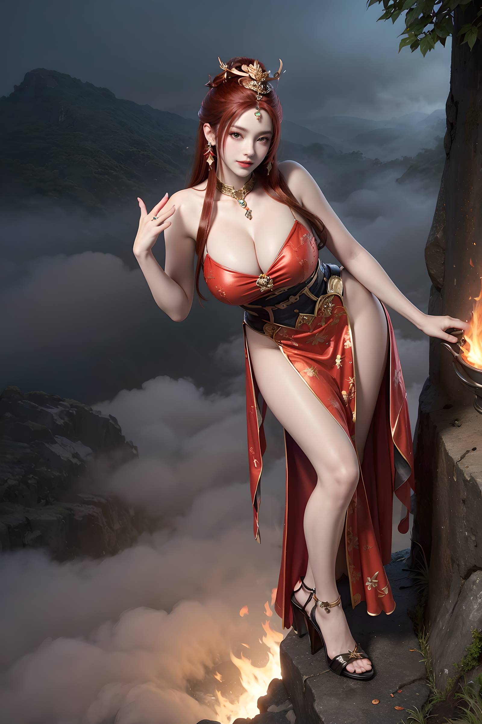 图片[29]-AI绘画 116 完美世界-曼珠沙华 户外红色礼服[109P] – 速更版-美库