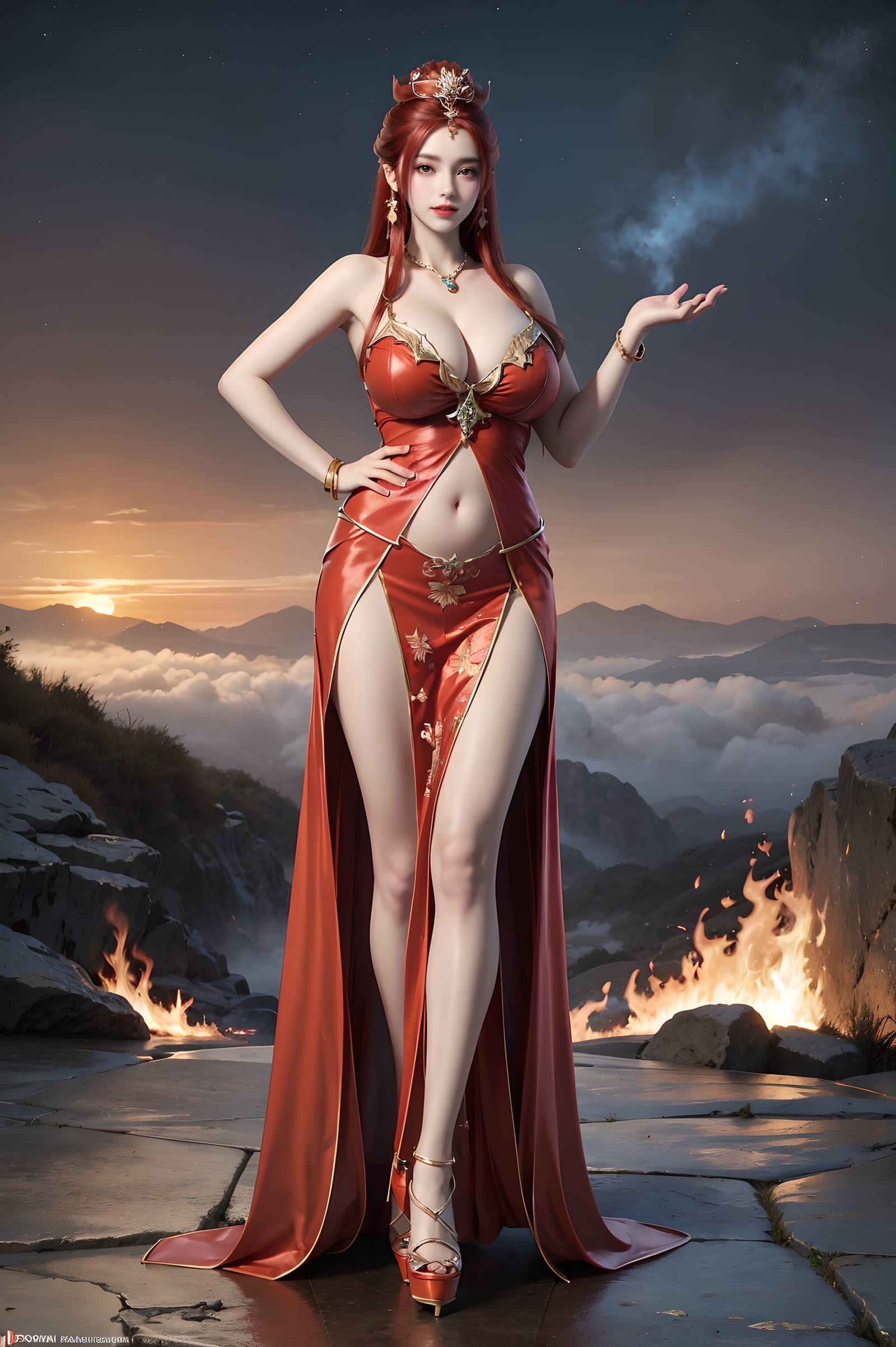 图片[37]-AI绘画 116 完美世界-曼珠沙华 户外红色礼服[109P] – 速更版-美库