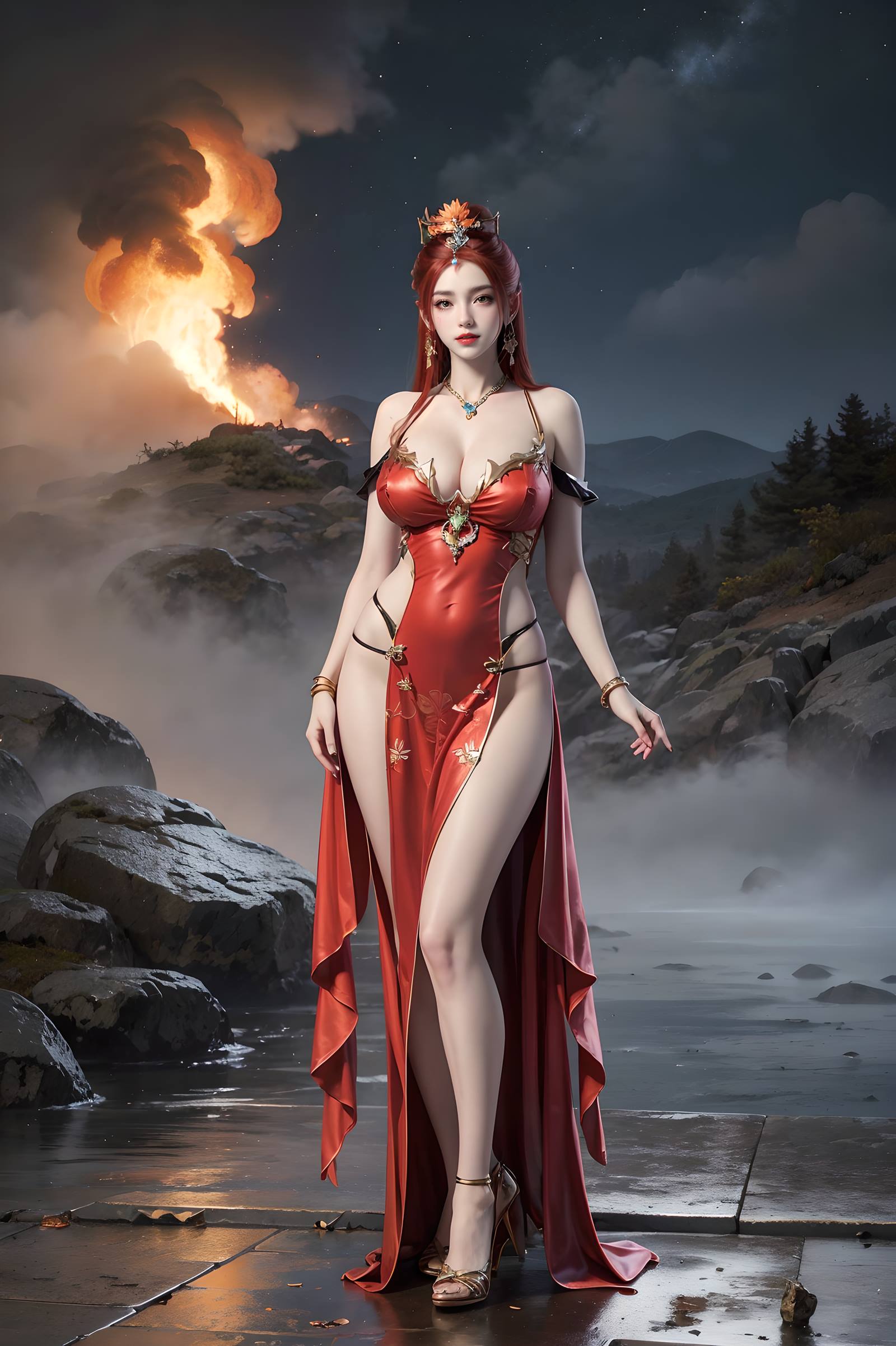 图片[38]-AI绘画 116 完美世界-曼珠沙华 户外红色礼服[109P] – 速更版-美库