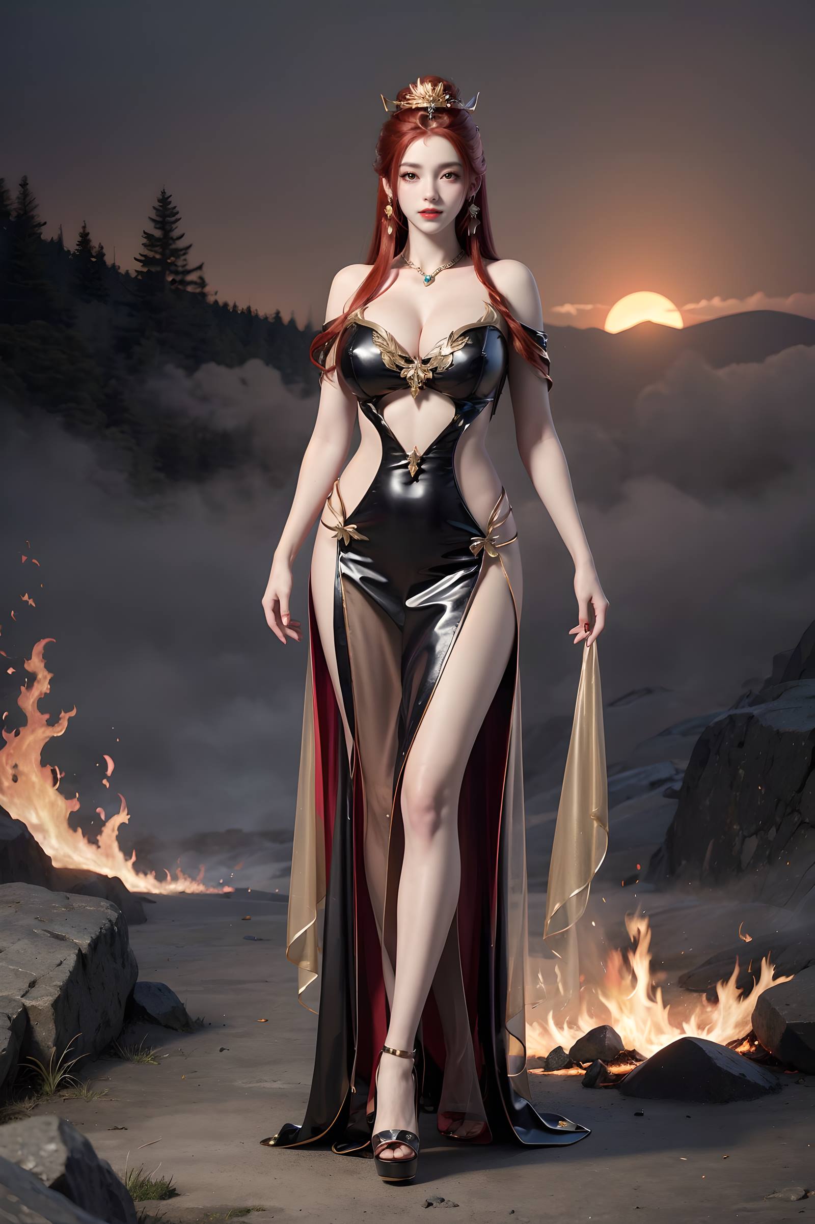 图片[41]-AI绘画 116 完美世界-曼珠沙华 户外红色礼服[109P] – 速更版-美库