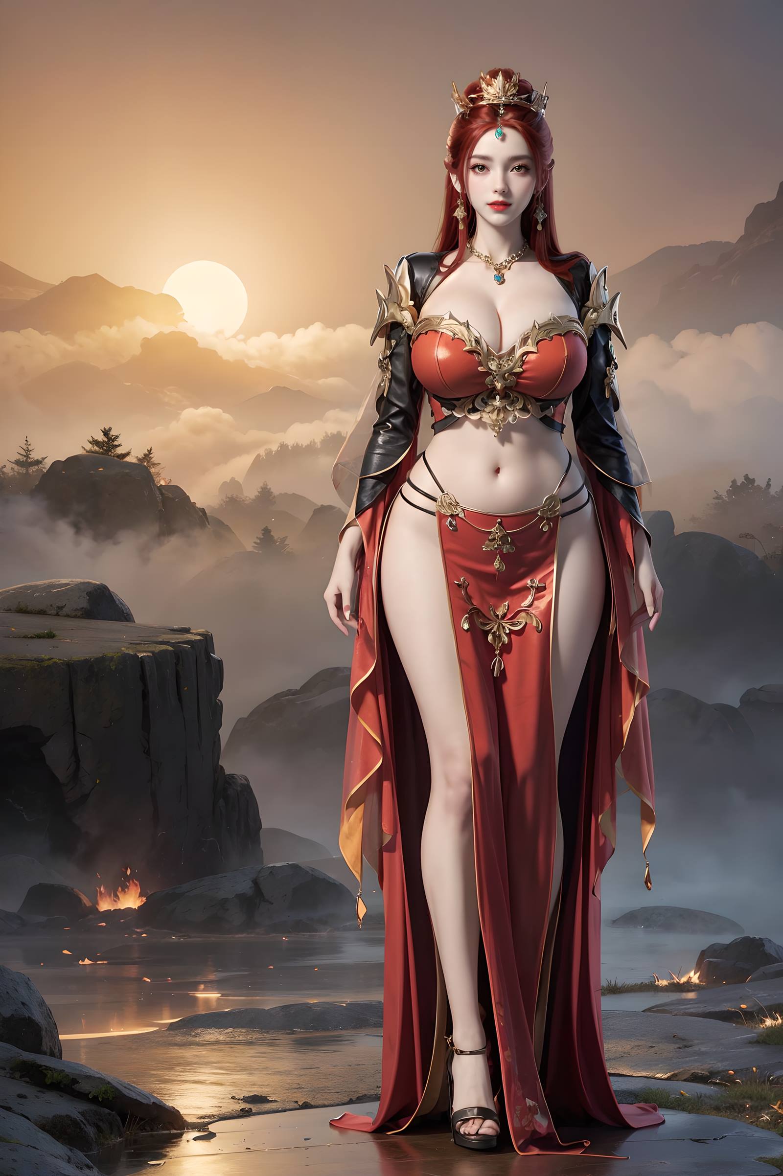 图片[42]-AI绘画 116 完美世界-曼珠沙华 户外红色礼服[109P] – 速更版-美库