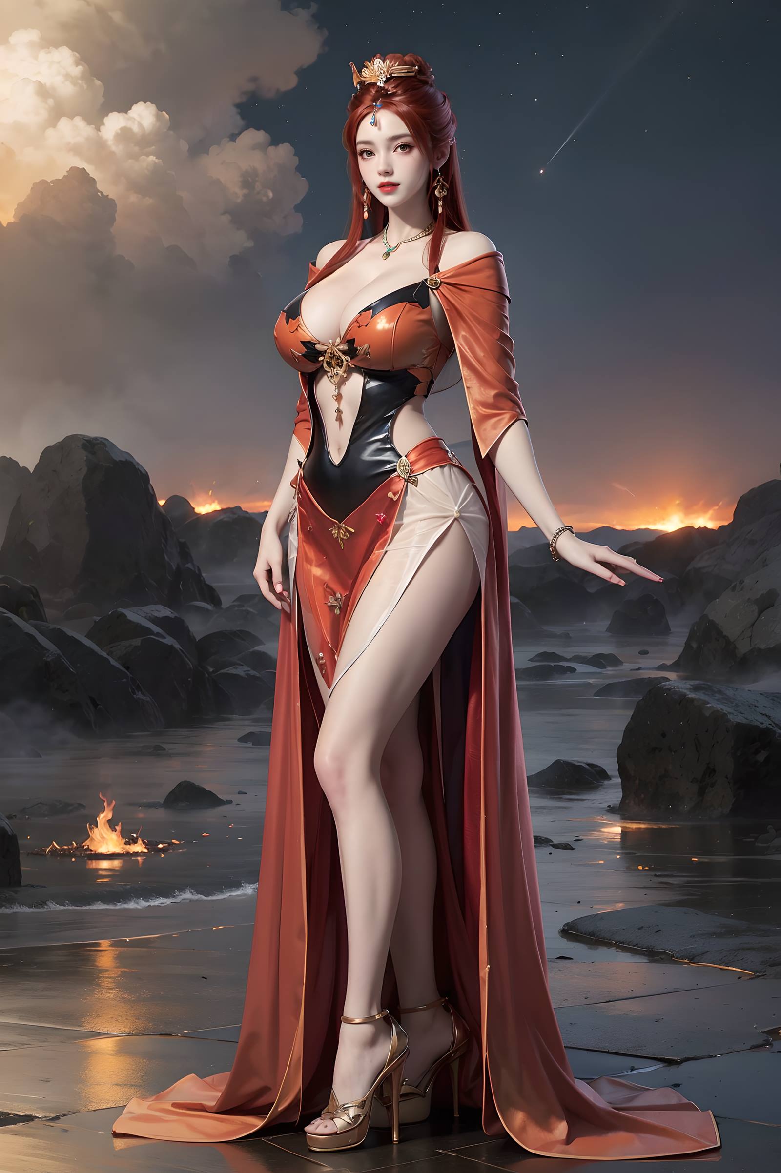 图片[43]-AI绘画 116 完美世界-曼珠沙华 户外红色礼服[109P] – 速更版-美库