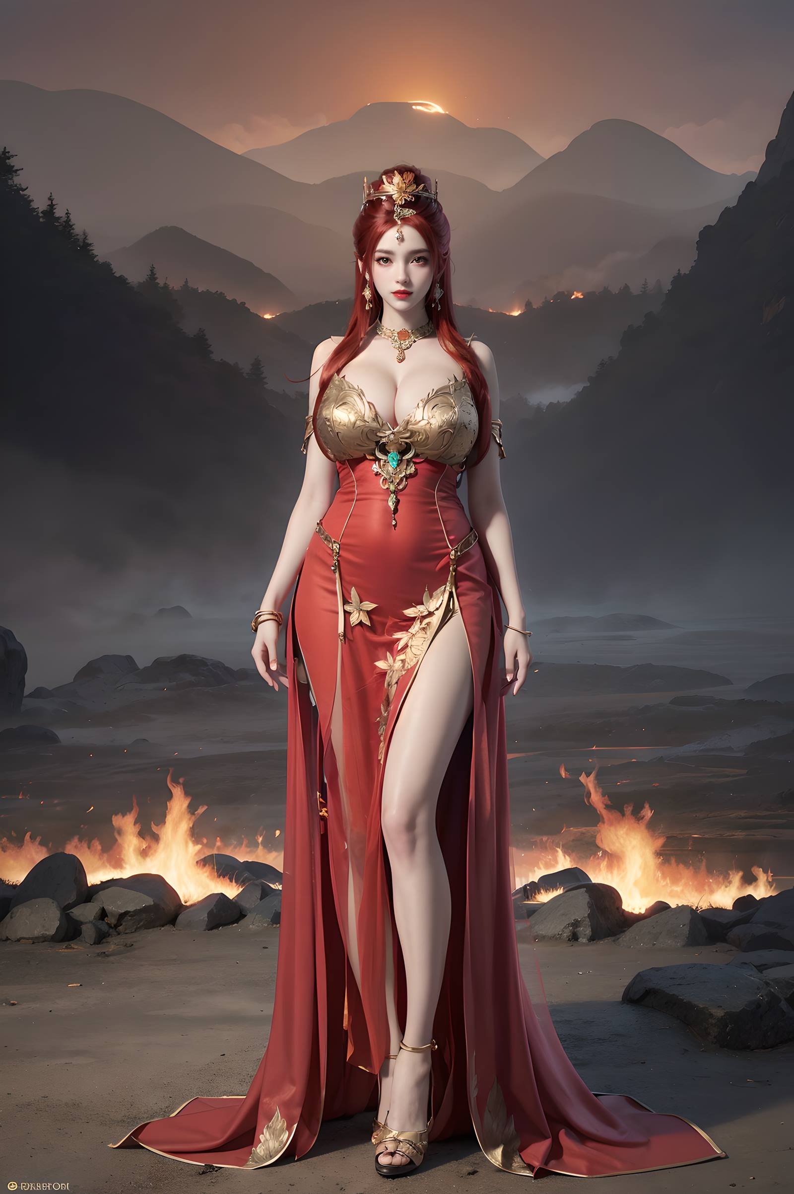 图片[45]-AI绘画 116 完美世界-曼珠沙华 户外红色礼服[109P] – 速更版-美库