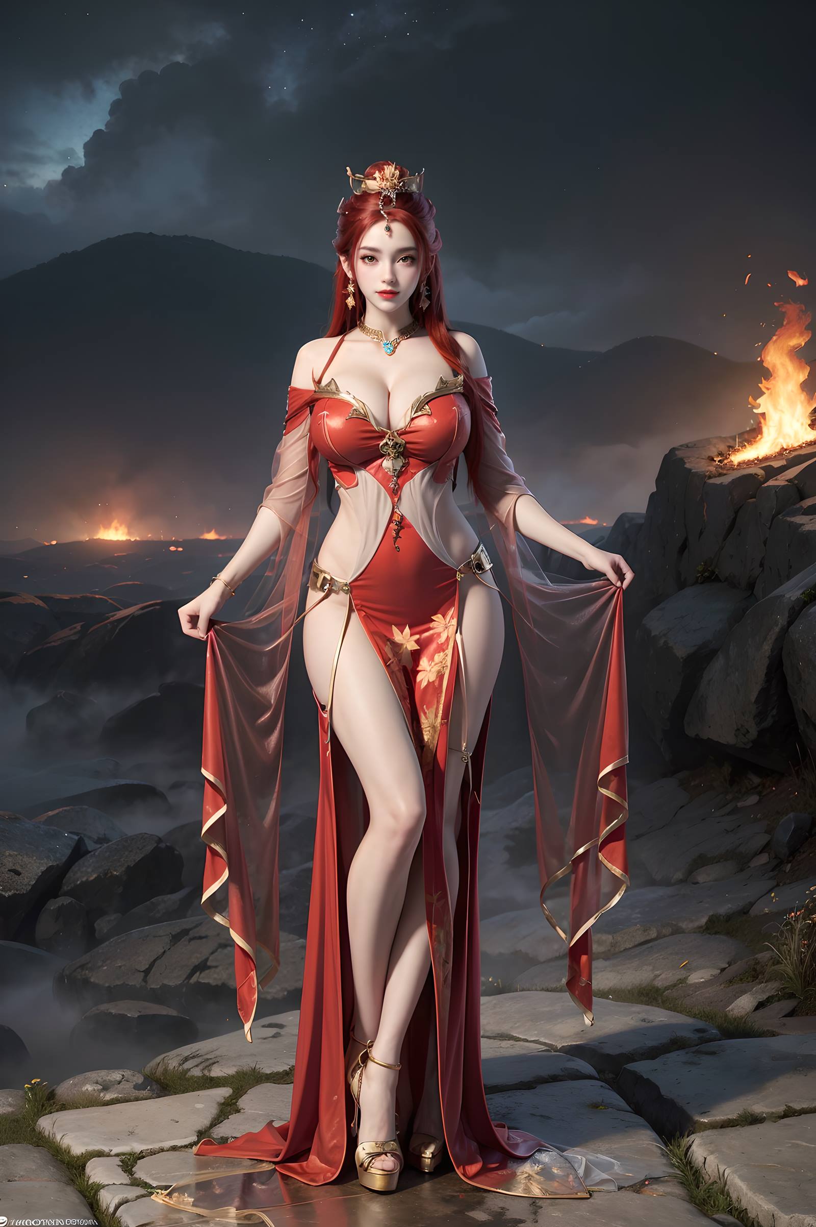 图片[46]-AI绘画 116 完美世界-曼珠沙华 户外红色礼服[109P] – 速更版-美库