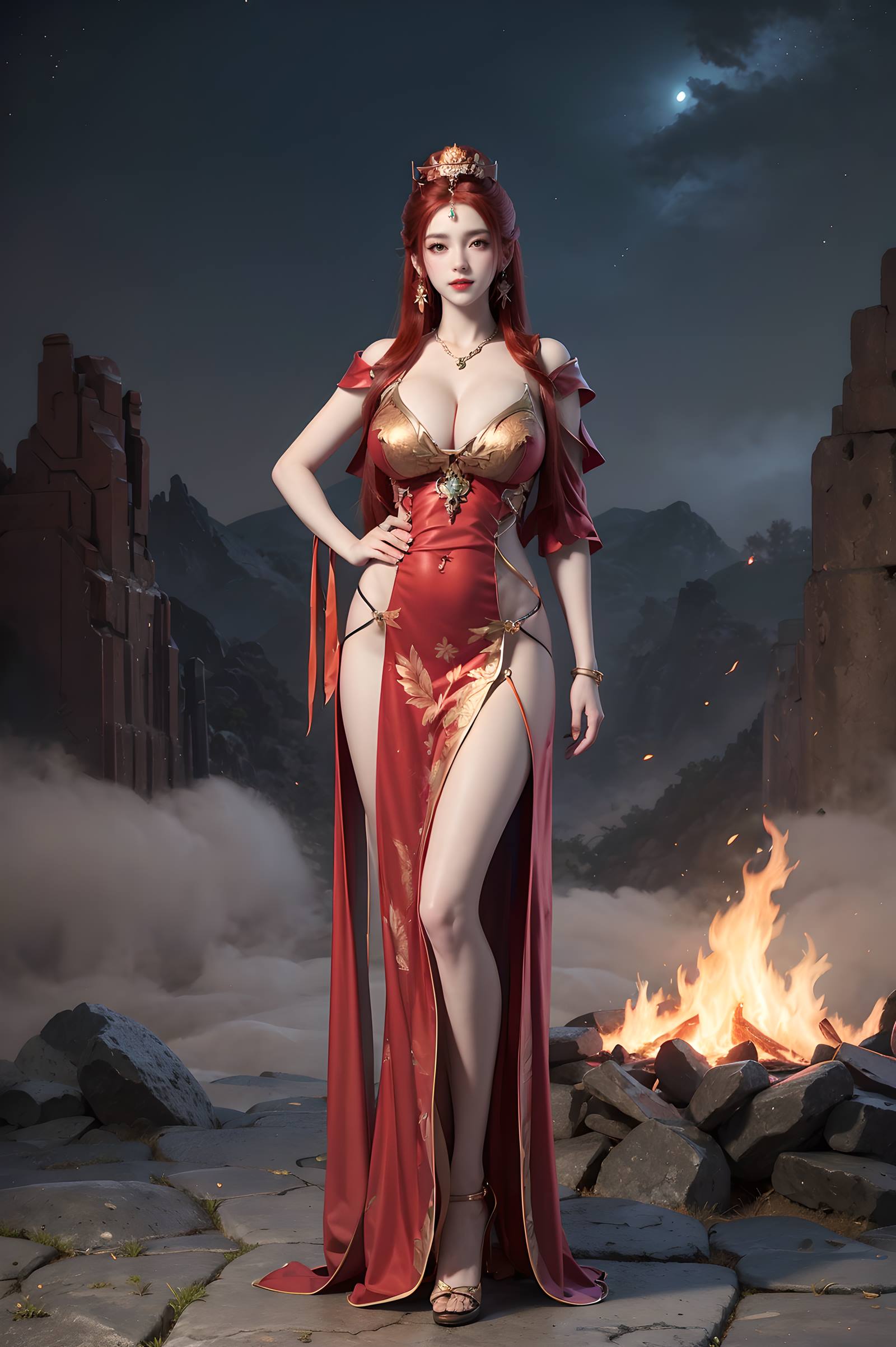 图片[47]-AI绘画 116 完美世界-曼珠沙华 户外红色礼服[109P] – 速更版-美库