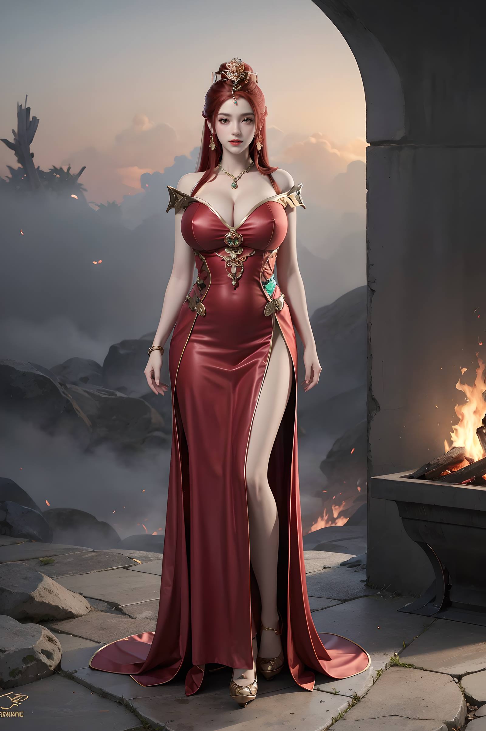 图片[48]-AI绘画 116 完美世界-曼珠沙华 户外红色礼服[109P] – 速更版-美库