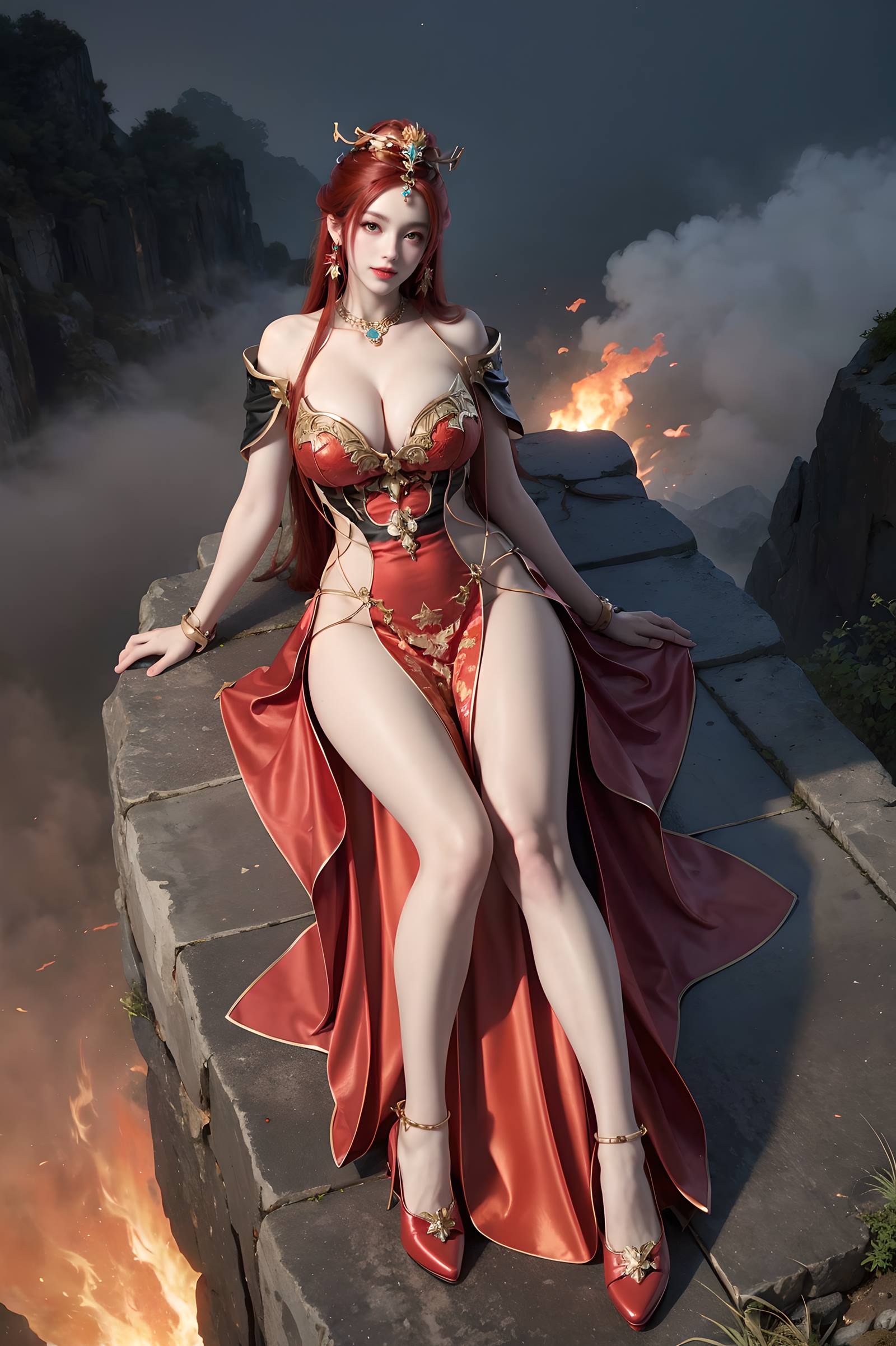 图片[50]-AI绘画 116 完美世界-曼珠沙华 户外红色礼服[109P] – 速更版-美库