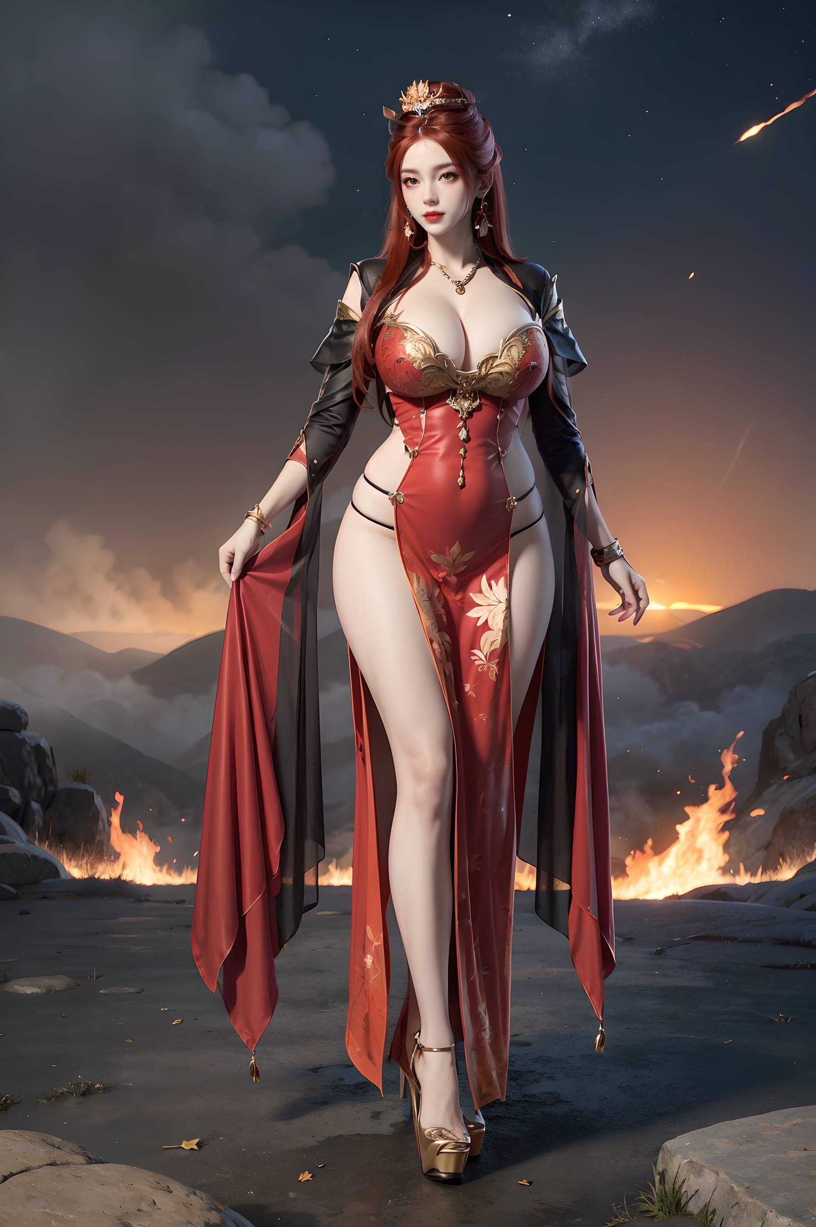 图片[51]-AI绘画 116 完美世界-曼珠沙华 户外红色礼服[109P] – 速更版-美库