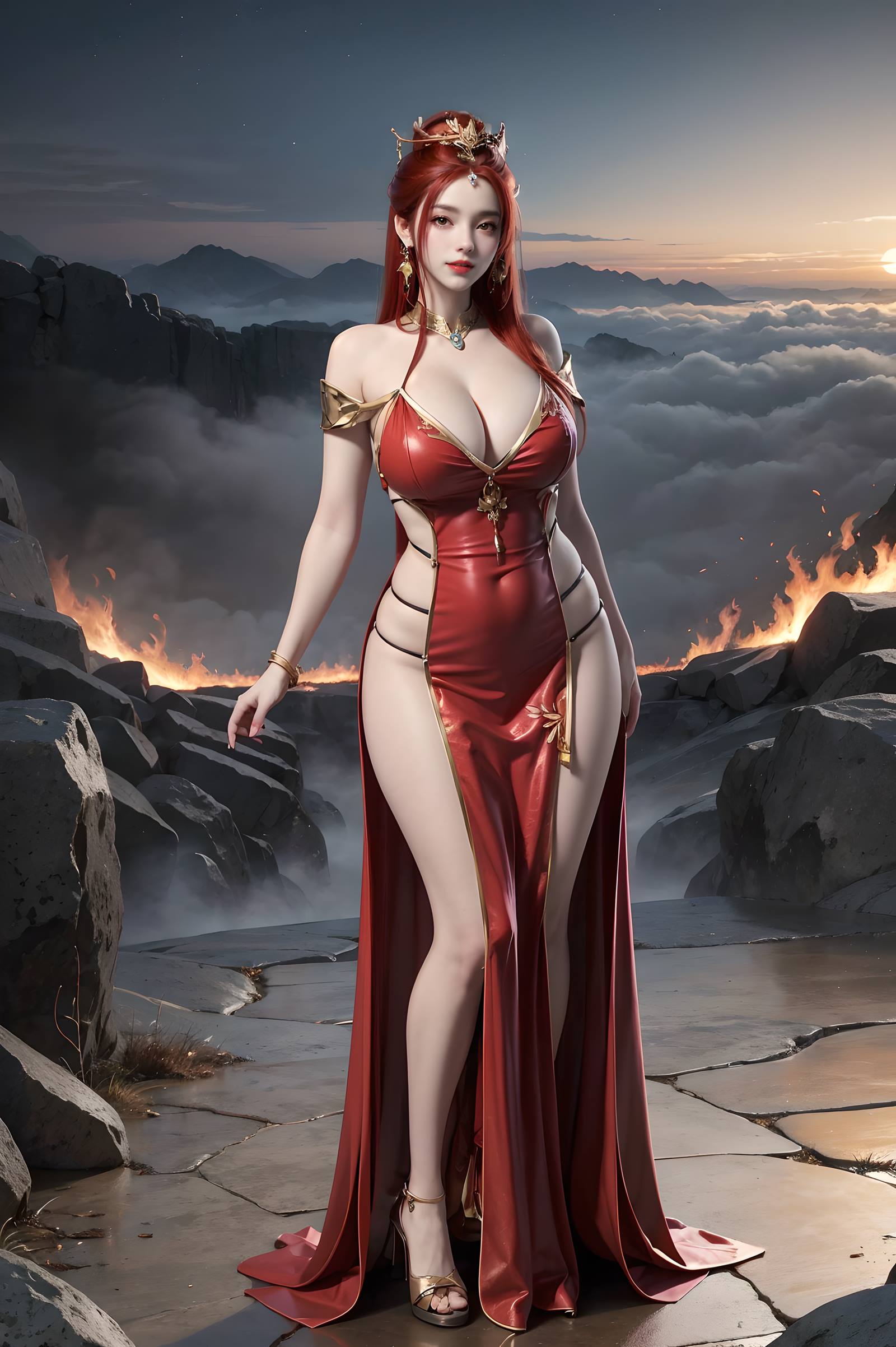 图片[52]-AI绘画 116 完美世界-曼珠沙华 户外红色礼服[109P] – 速更版-美库