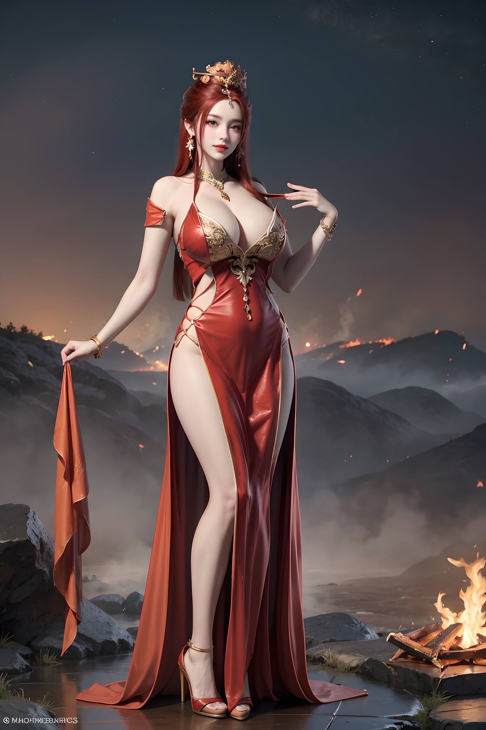 图片[53]-AI绘画 116 完美世界-曼珠沙华 户外红色礼服[109P] – 速更版-美库