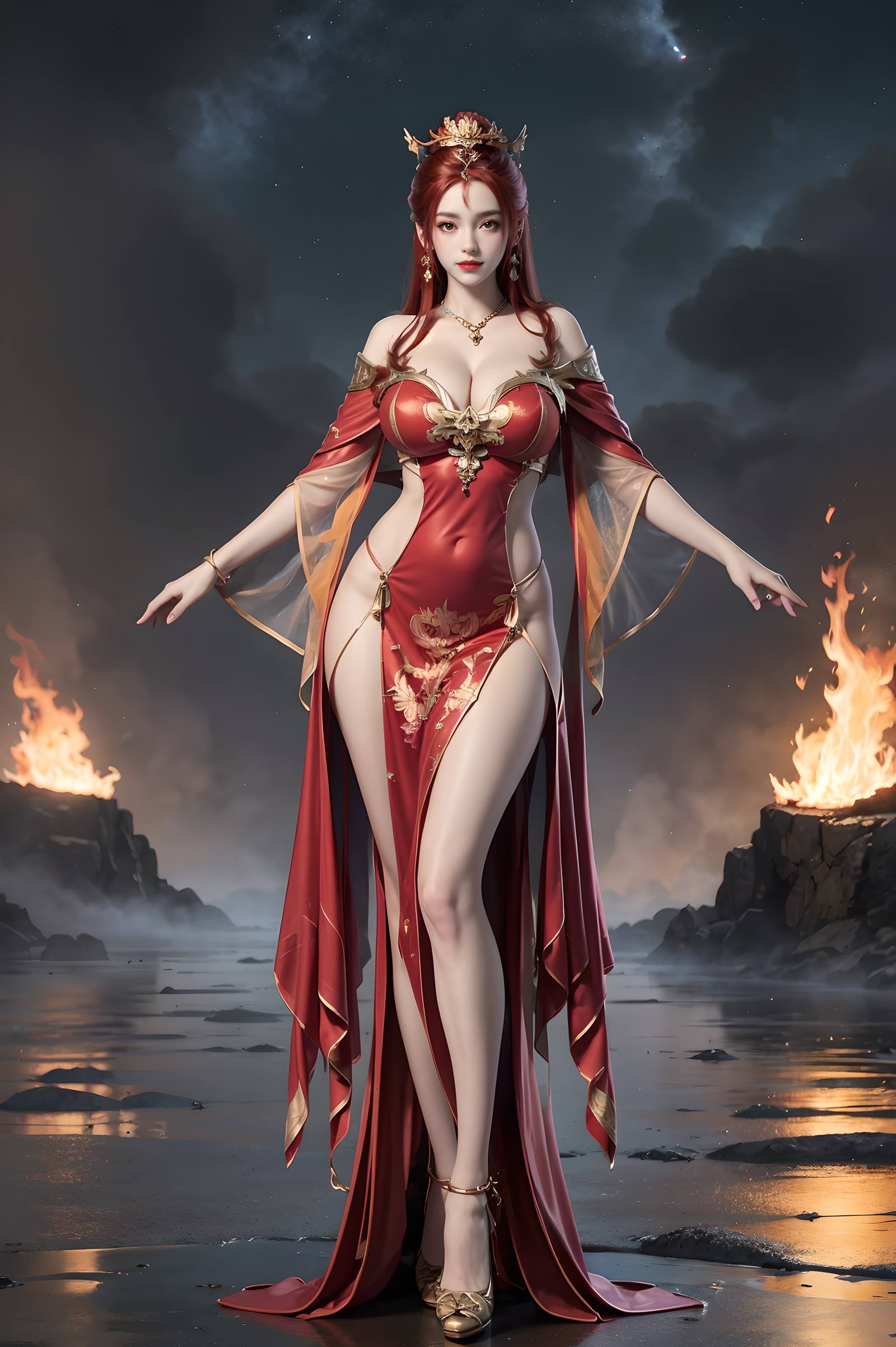 图片[54]-AI绘画 116 完美世界-曼珠沙华 户外红色礼服[109P] – 速更版-美库
