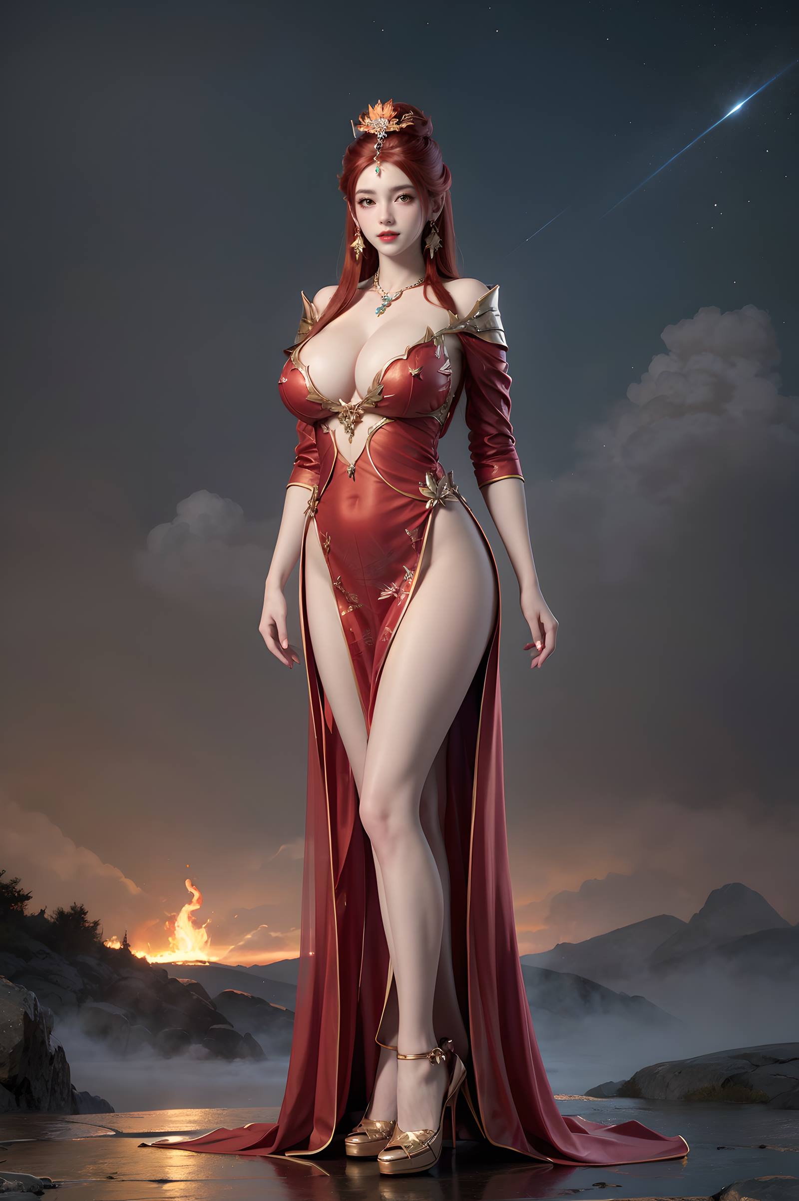 图片[55]-AI绘画 116 完美世界-曼珠沙华 户外红色礼服[109P] – 速更版-美库