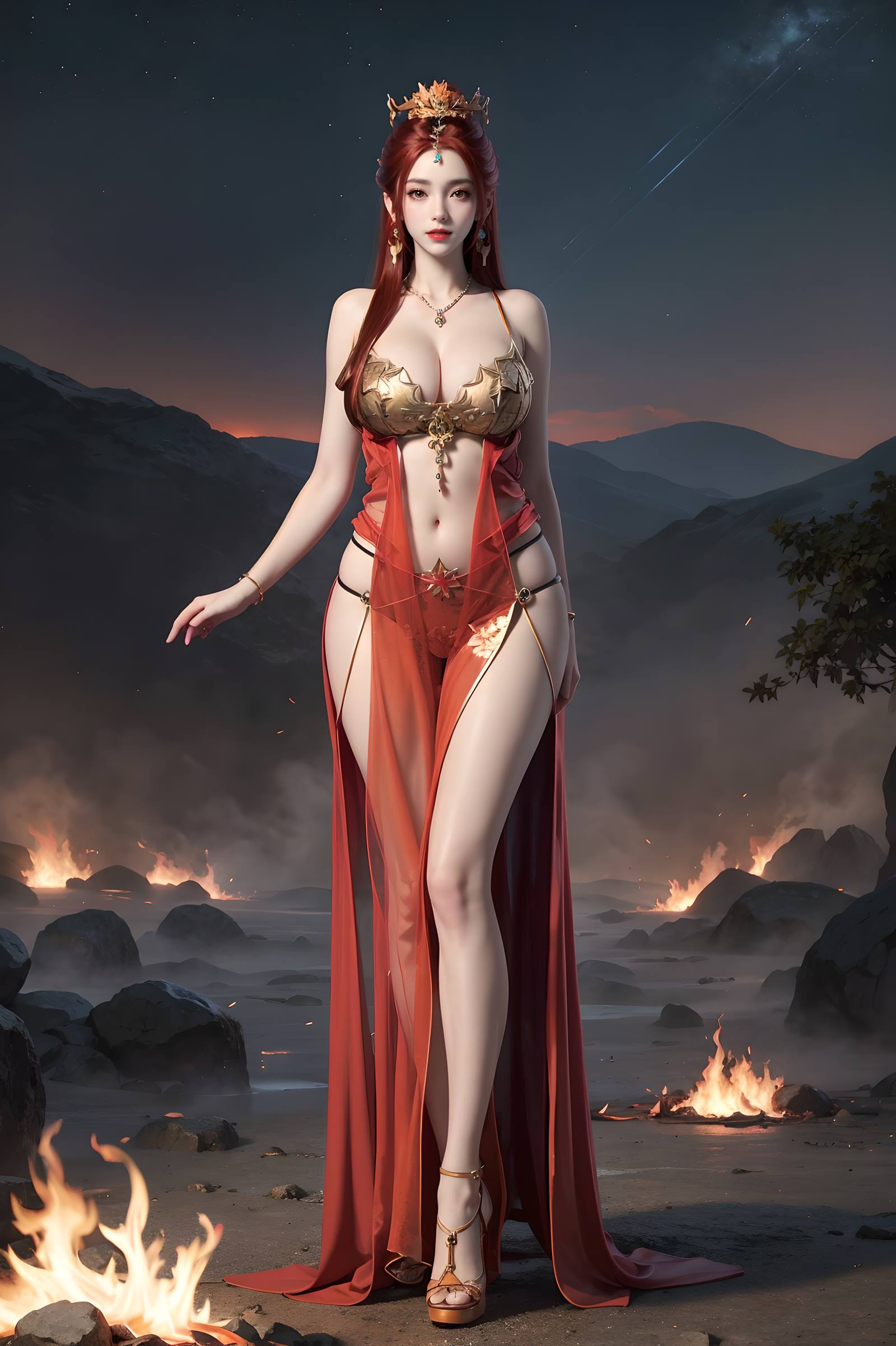 图片[57]-AI绘画 116 完美世界-曼珠沙华 户外红色礼服[109P] – 速更版-美库