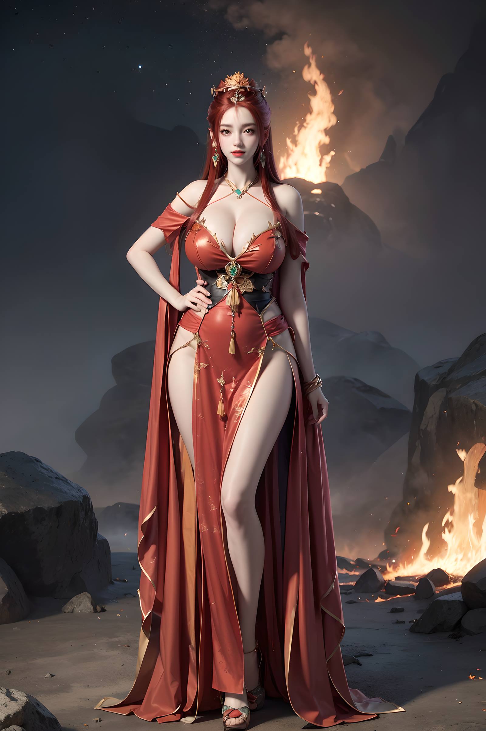 图片[58]-AI绘画 116 完美世界-曼珠沙华 户外红色礼服[109P] – 速更版-美库