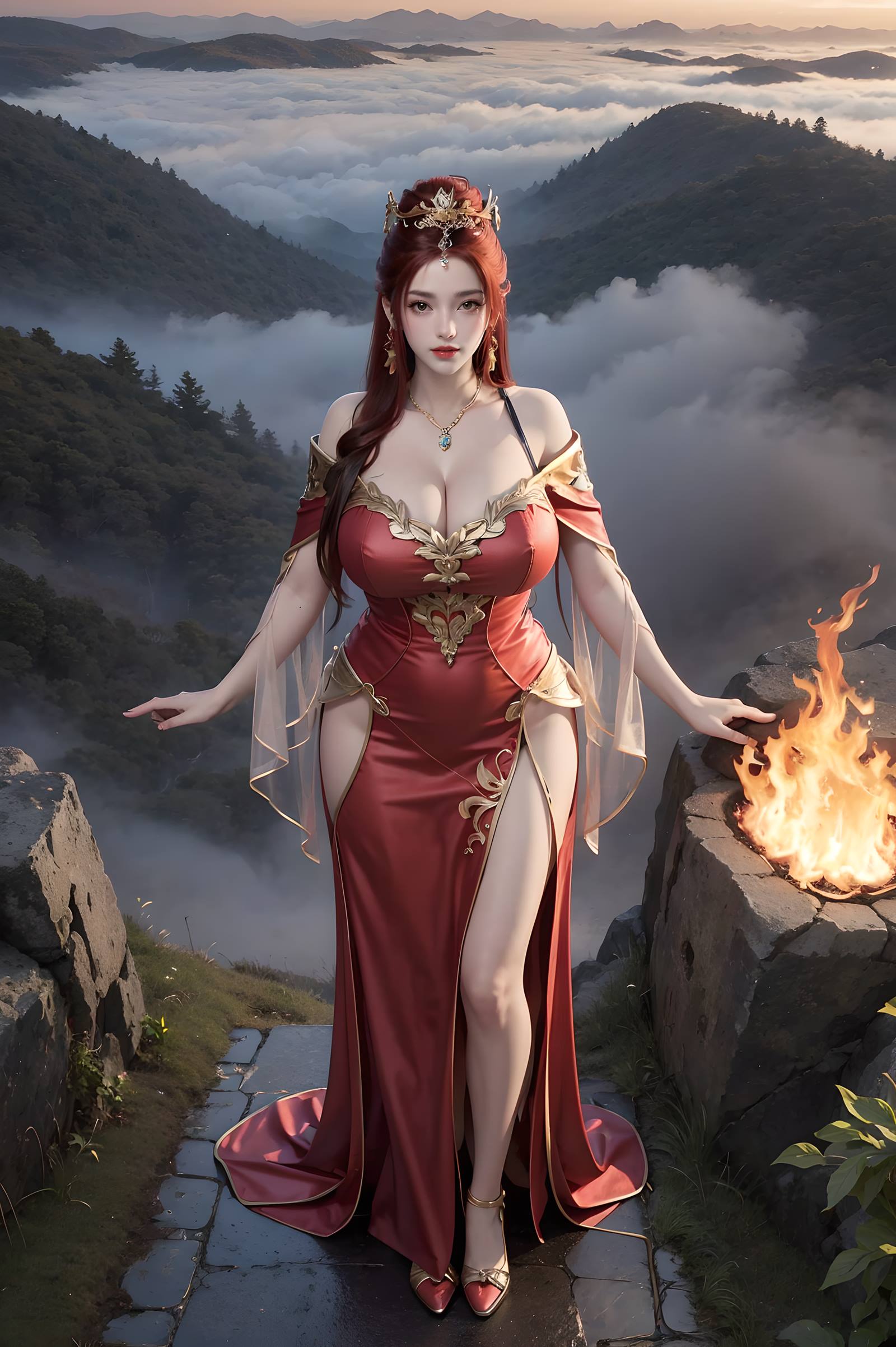 图片[61]-AI绘画 116 完美世界-曼珠沙华 户外红色礼服[109P] – 速更版-美库