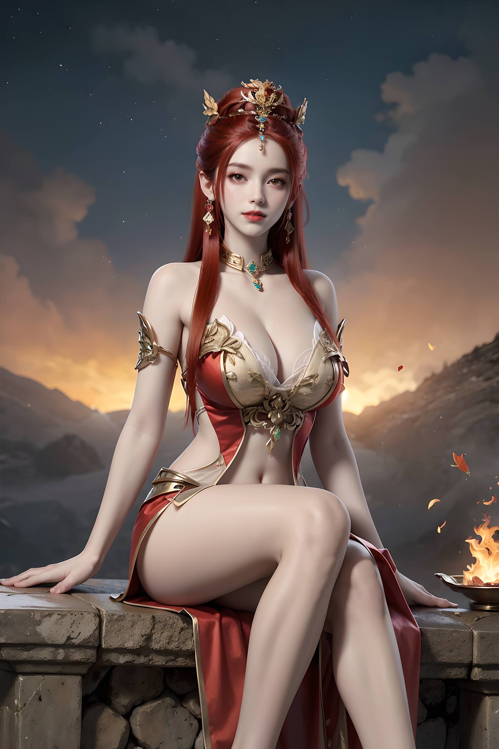 图片[68]-AI绘画 116 完美世界-曼珠沙华 户外红色礼服[109P] – 速更版-美库