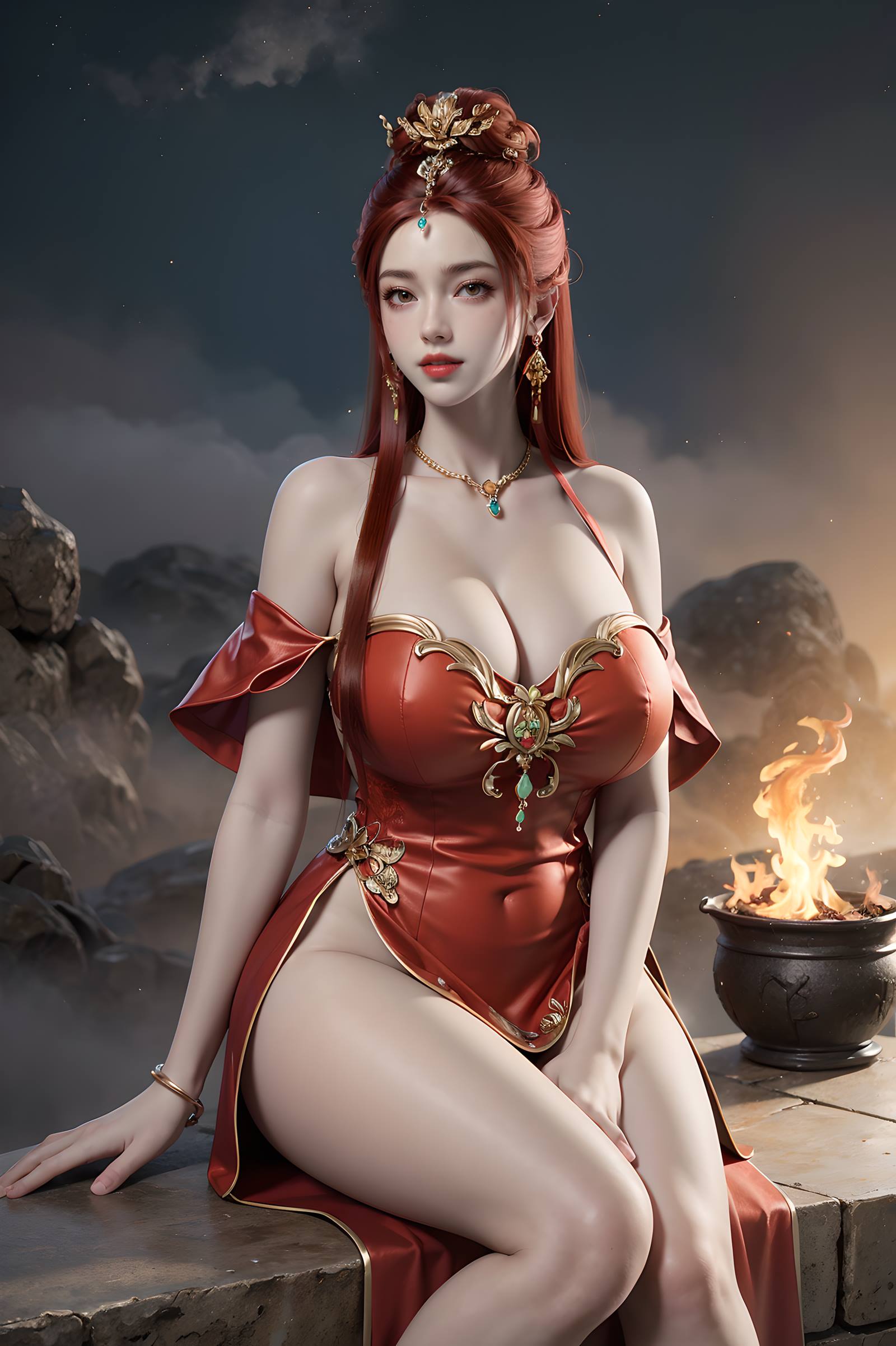 图片[74]-AI绘画 116 完美世界-曼珠沙华 户外红色礼服[109P] – 速更版-美库