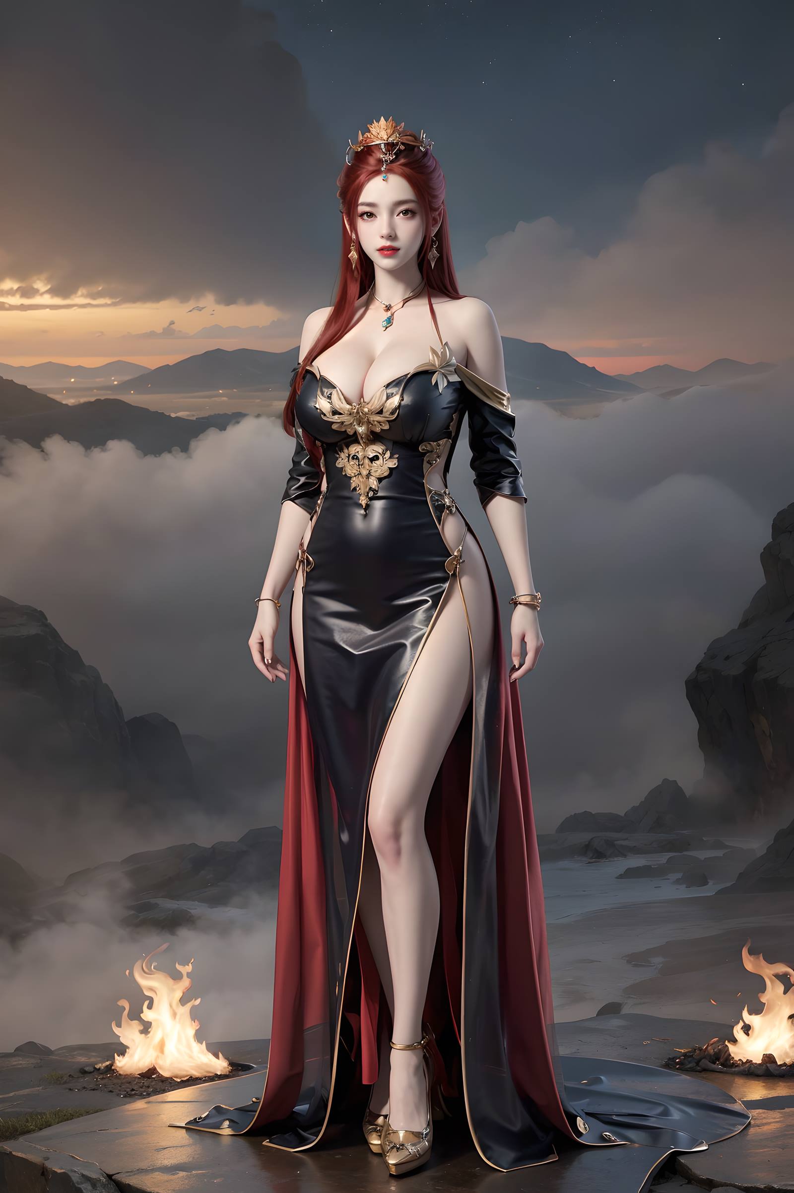 图片[95]-AI绘画 116 完美世界-曼珠沙华 户外红色礼服[109P] – 速更版-美库