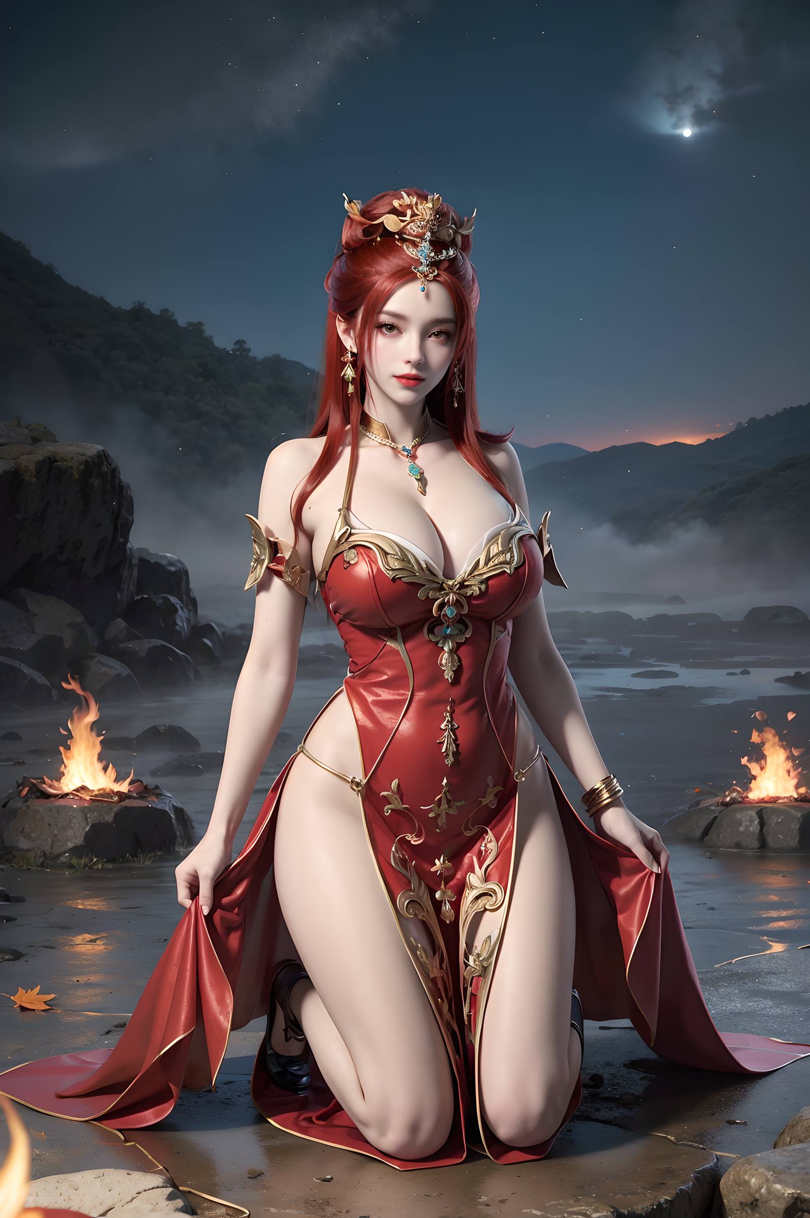 图片[96]-AI绘画 116 完美世界-曼珠沙华 户外红色礼服[109P] – 速更版-美库