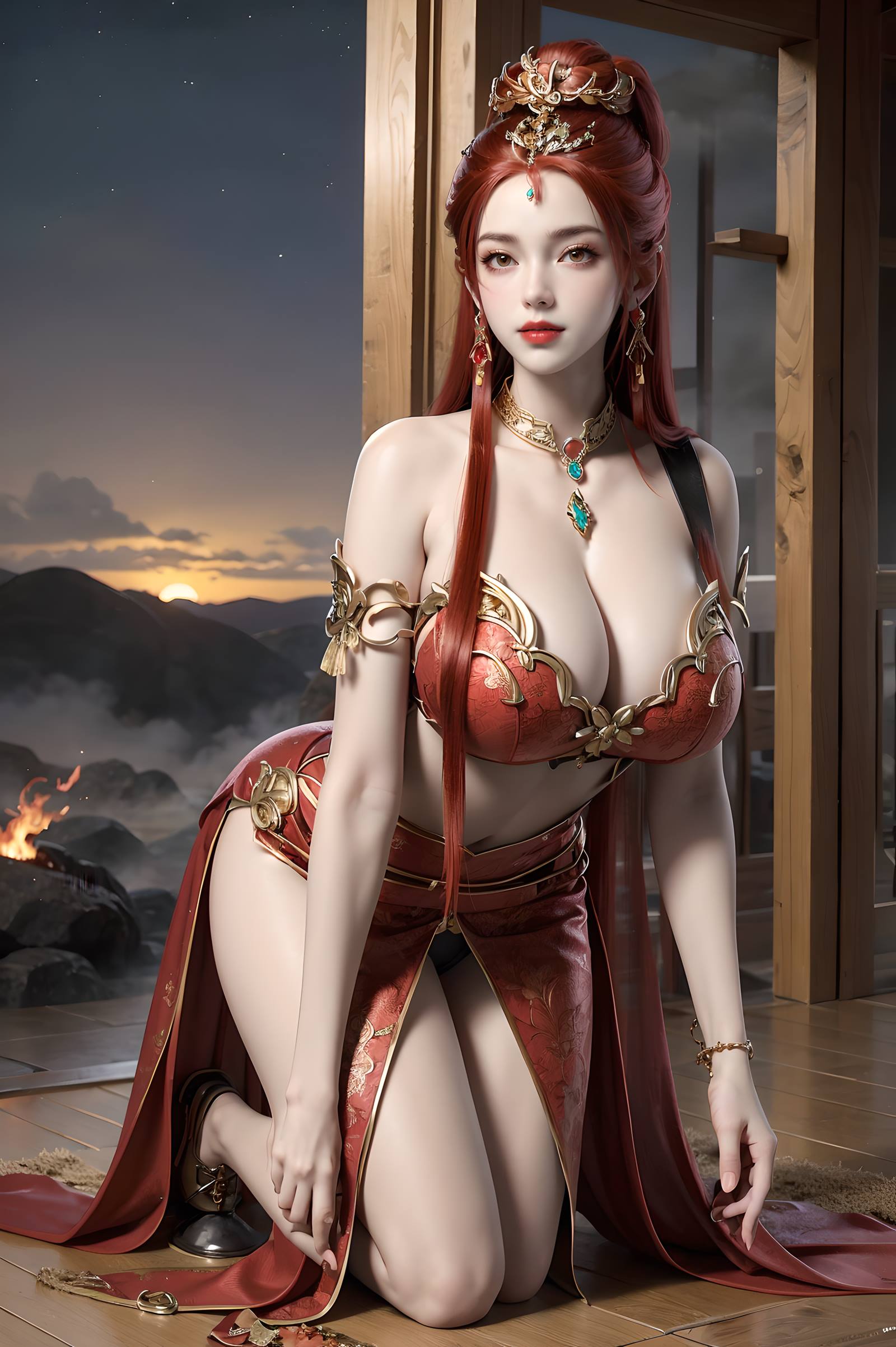 图片[98]-AI绘画 116 完美世界-曼珠沙华 户外红色礼服[109P] – 速更版-美库