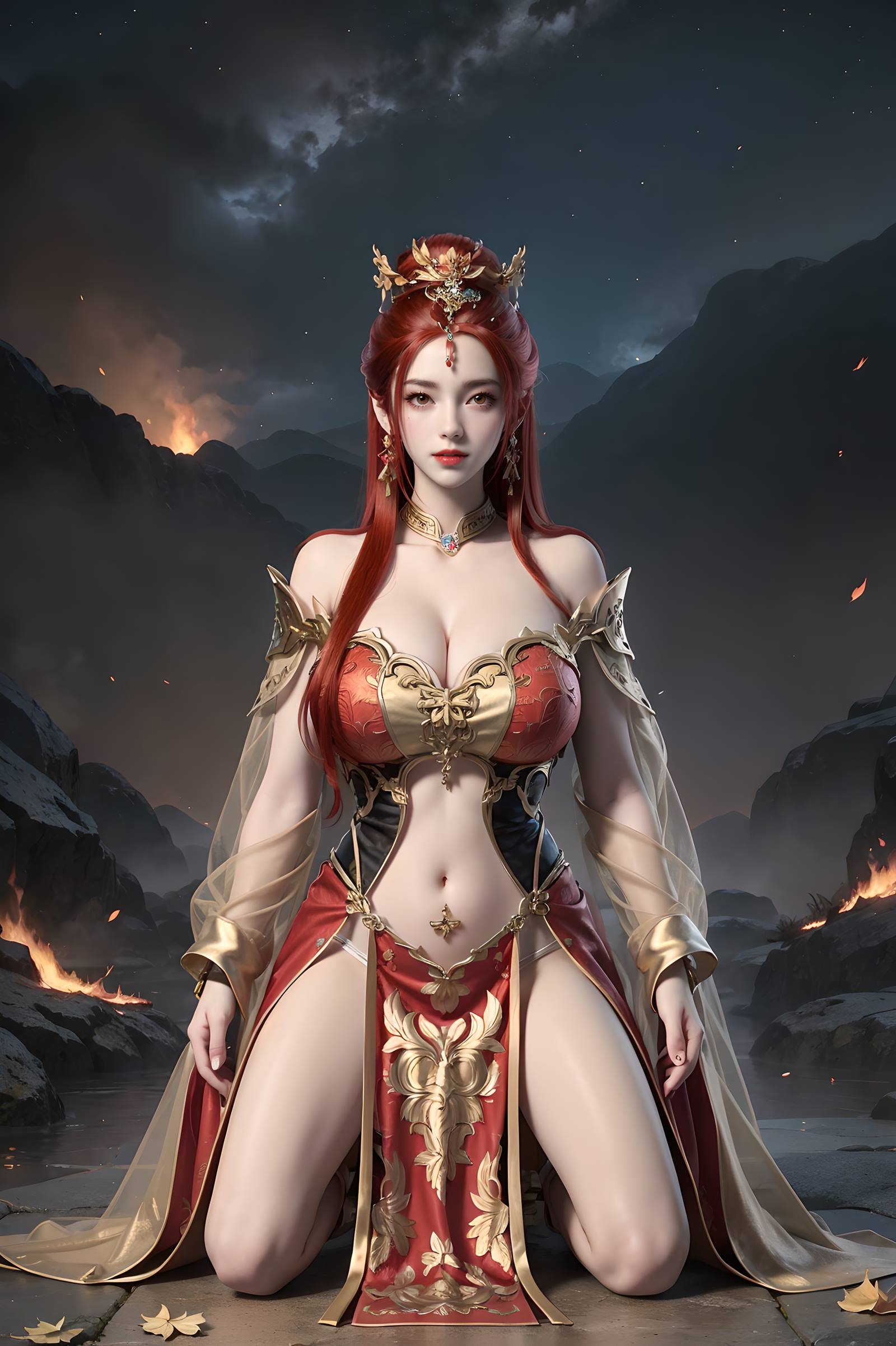 图片[100]-AI绘画 116 完美世界-曼珠沙华 户外红色礼服[109P] – 速更版-美库