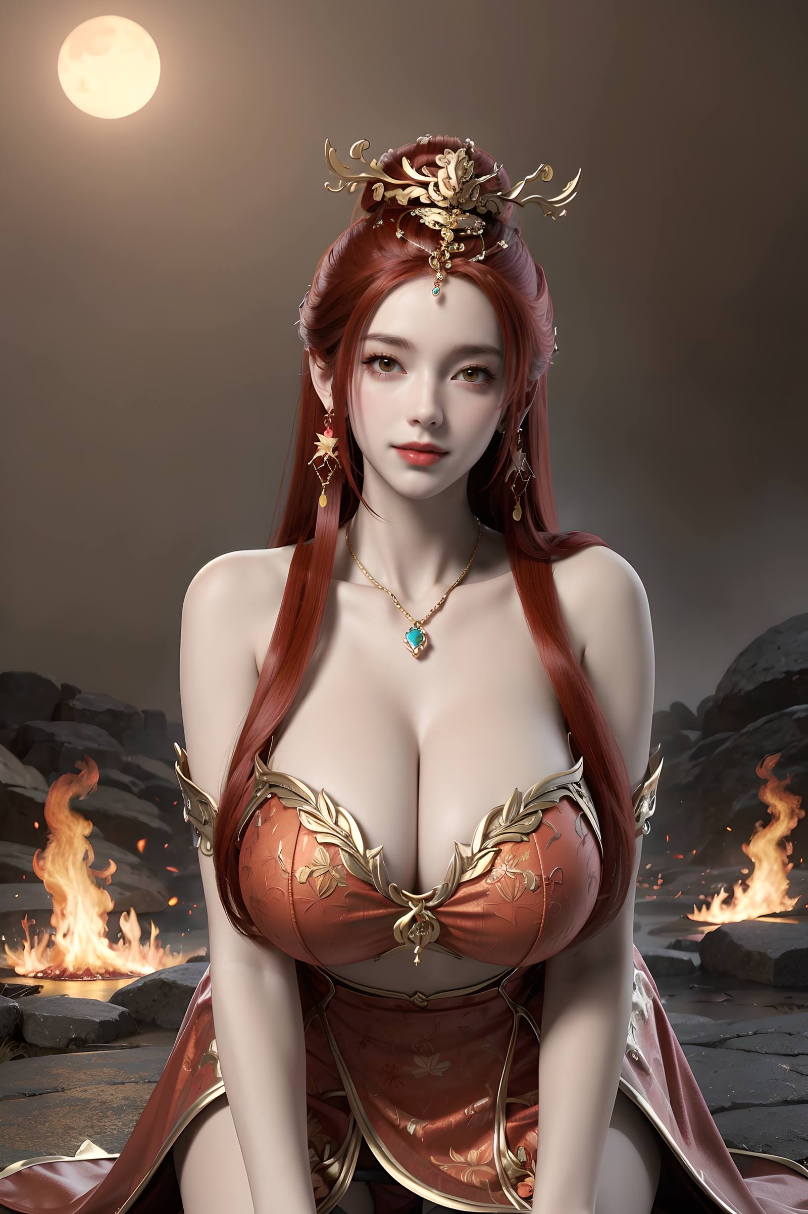 图片[102]-AI绘画 116 完美世界-曼珠沙华 户外红色礼服[109P] – 速更版-美库