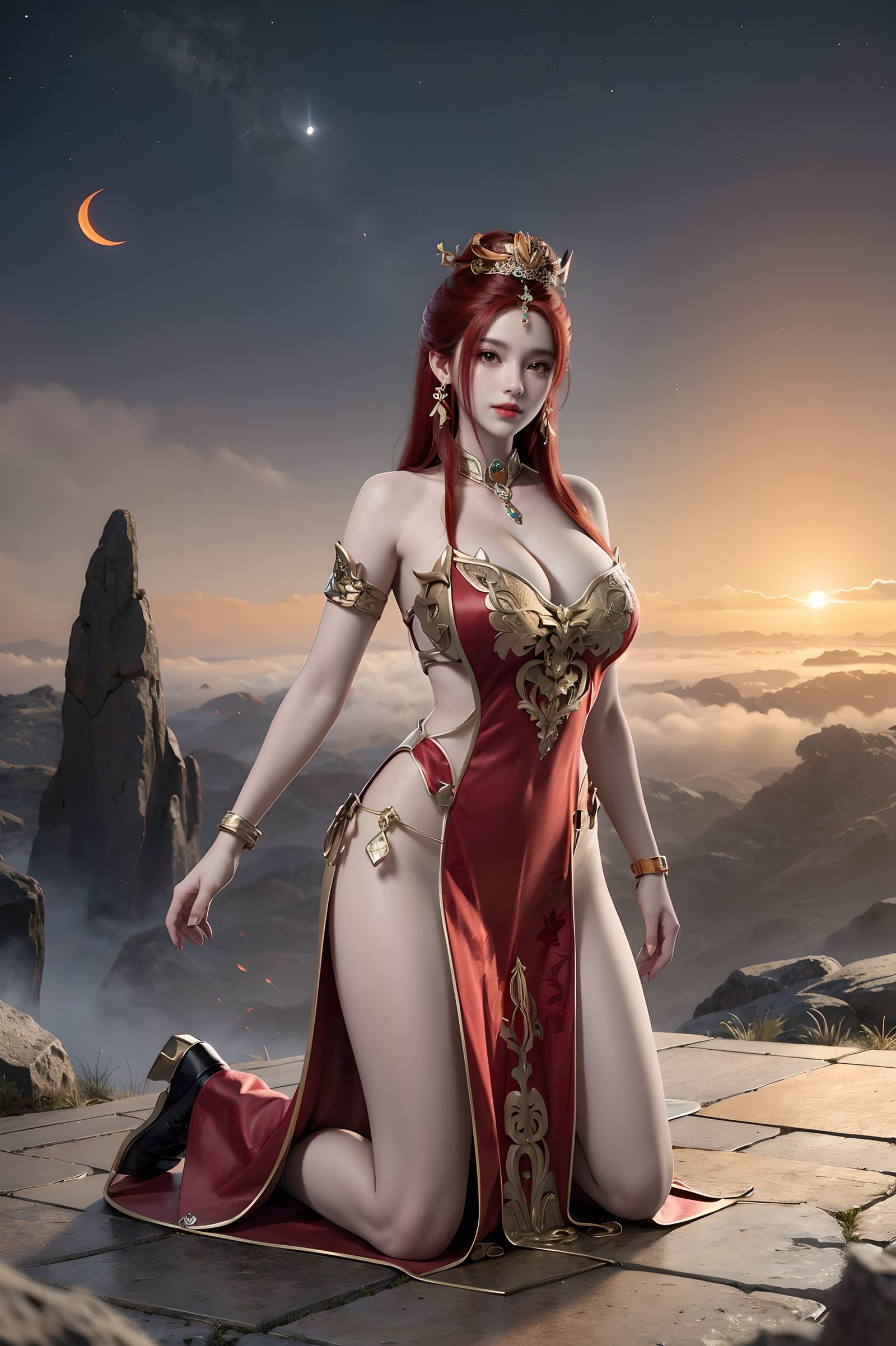 图片[104]-AI绘画 116 完美世界-曼珠沙华 户外红色礼服[109P] – 速更版-美库