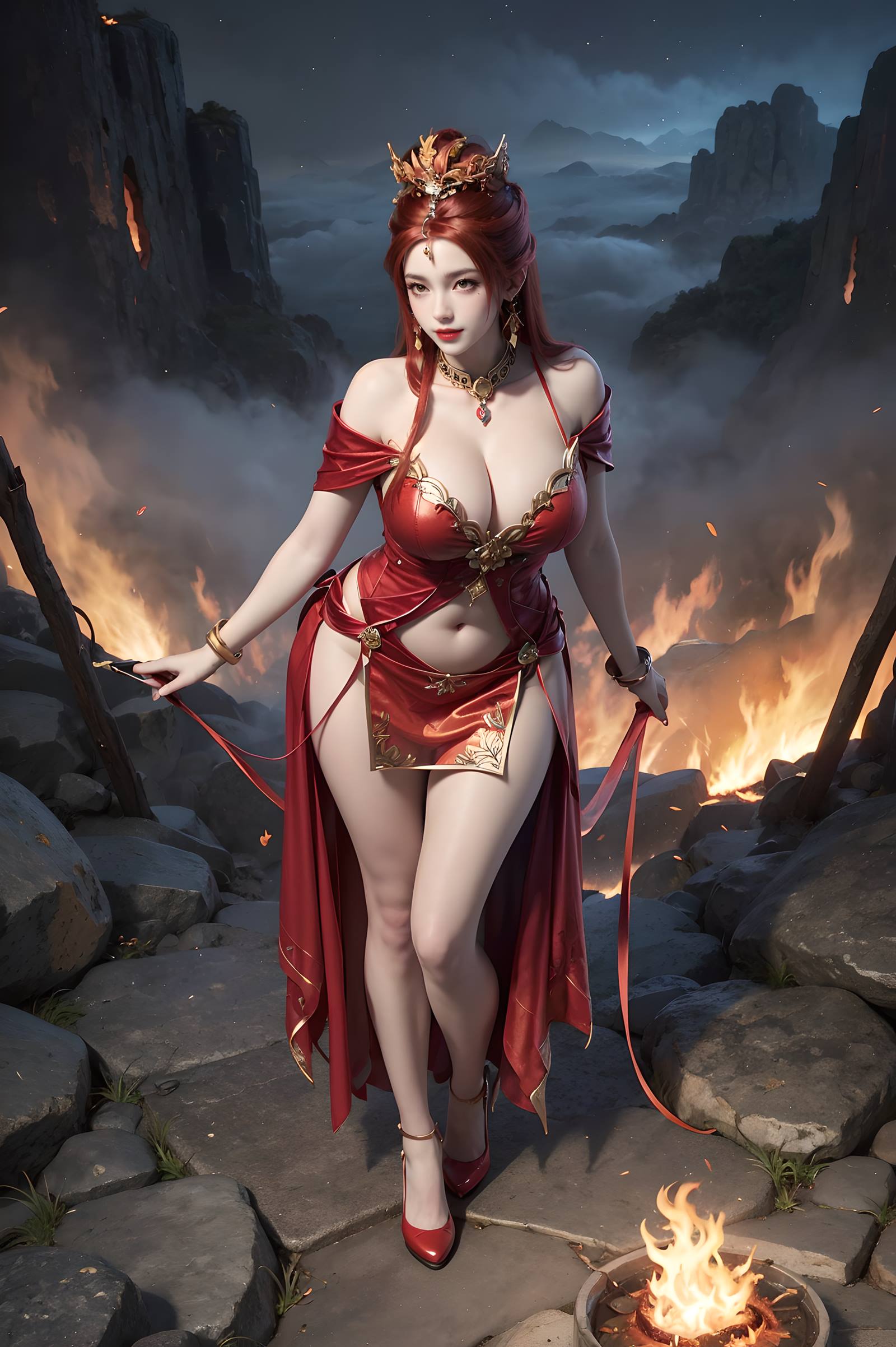 图片[105]-AI绘画 116 完美世界-曼珠沙华 户外红色礼服[109P] – 速更版-美库