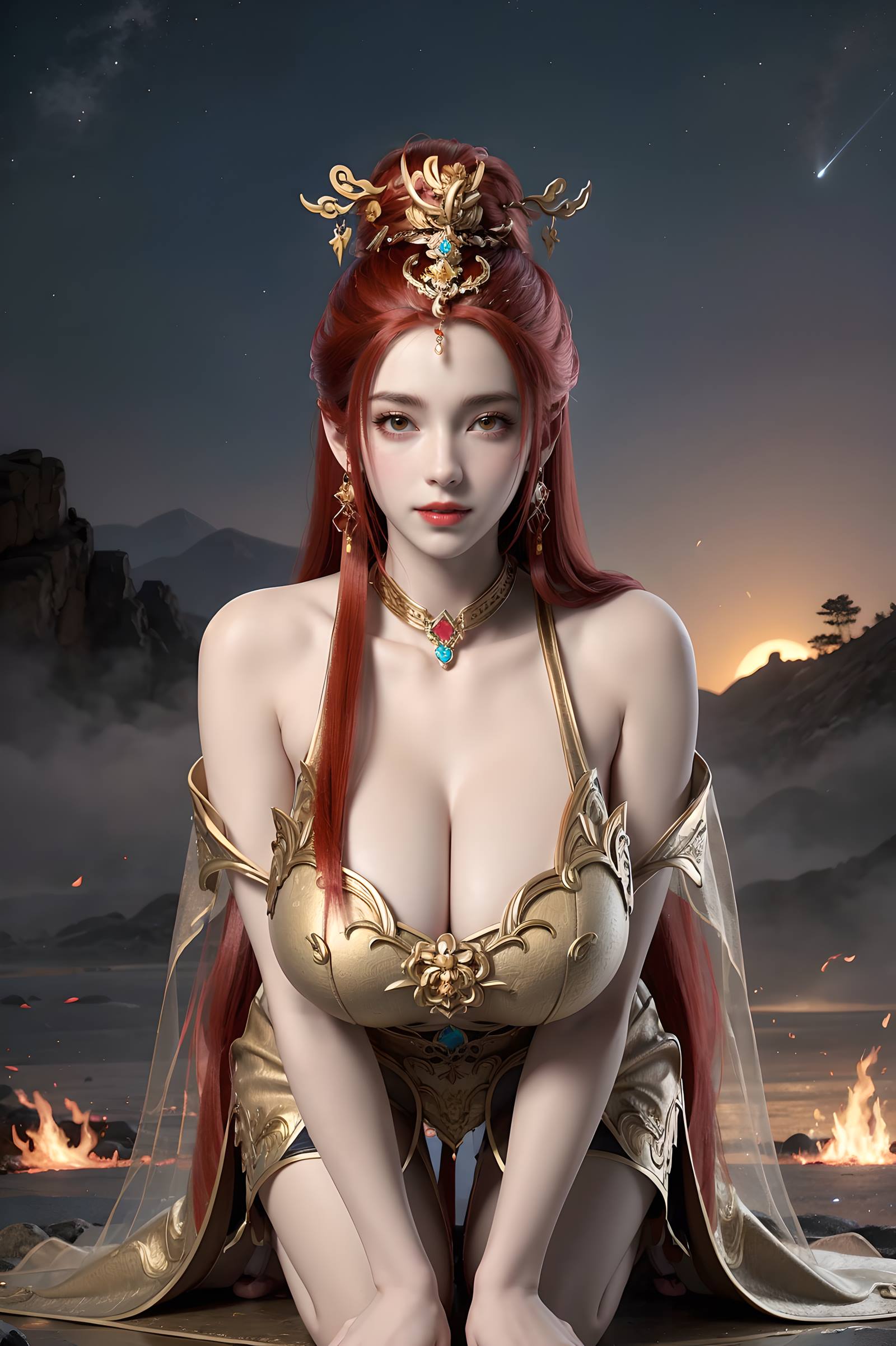 图片[106]-AI绘画 116 完美世界-曼珠沙华 户外红色礼服[109P] – 速更版-美库