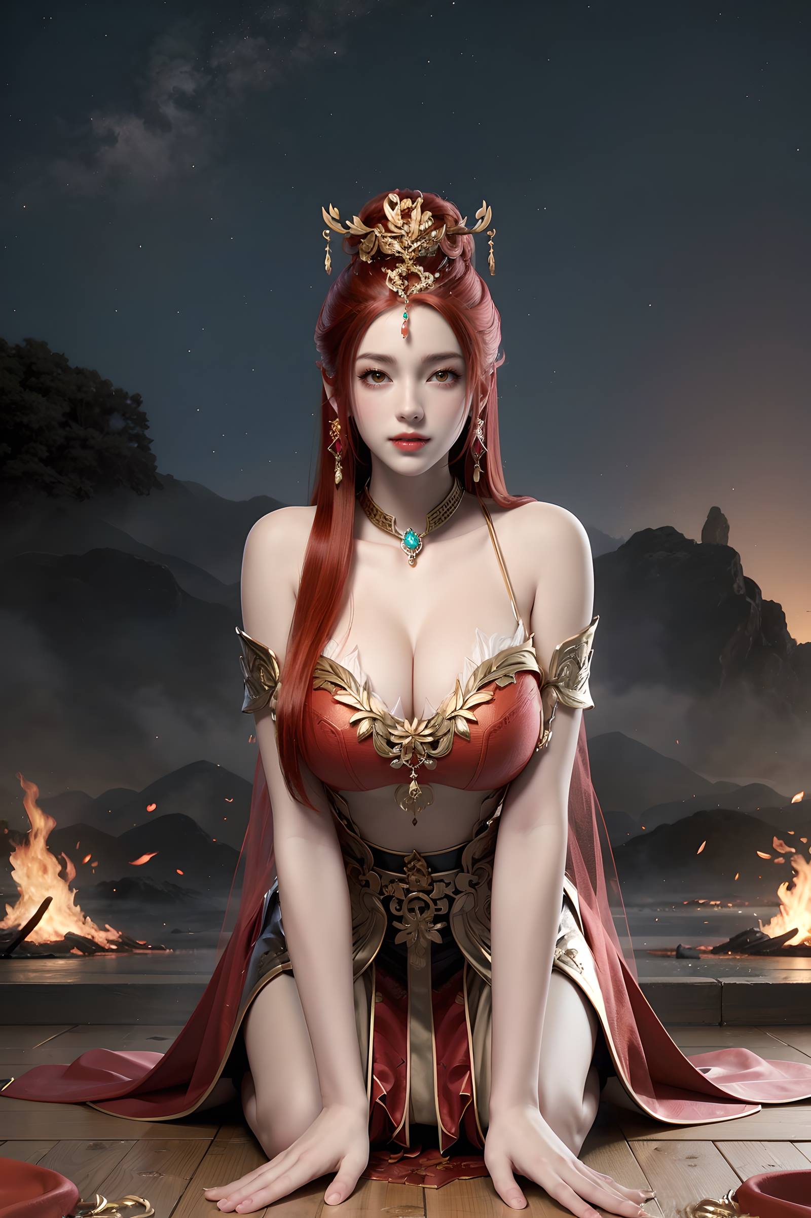 图片[107]-AI绘画 116 完美世界-曼珠沙华 户外红色礼服[109P] – 速更版-美库