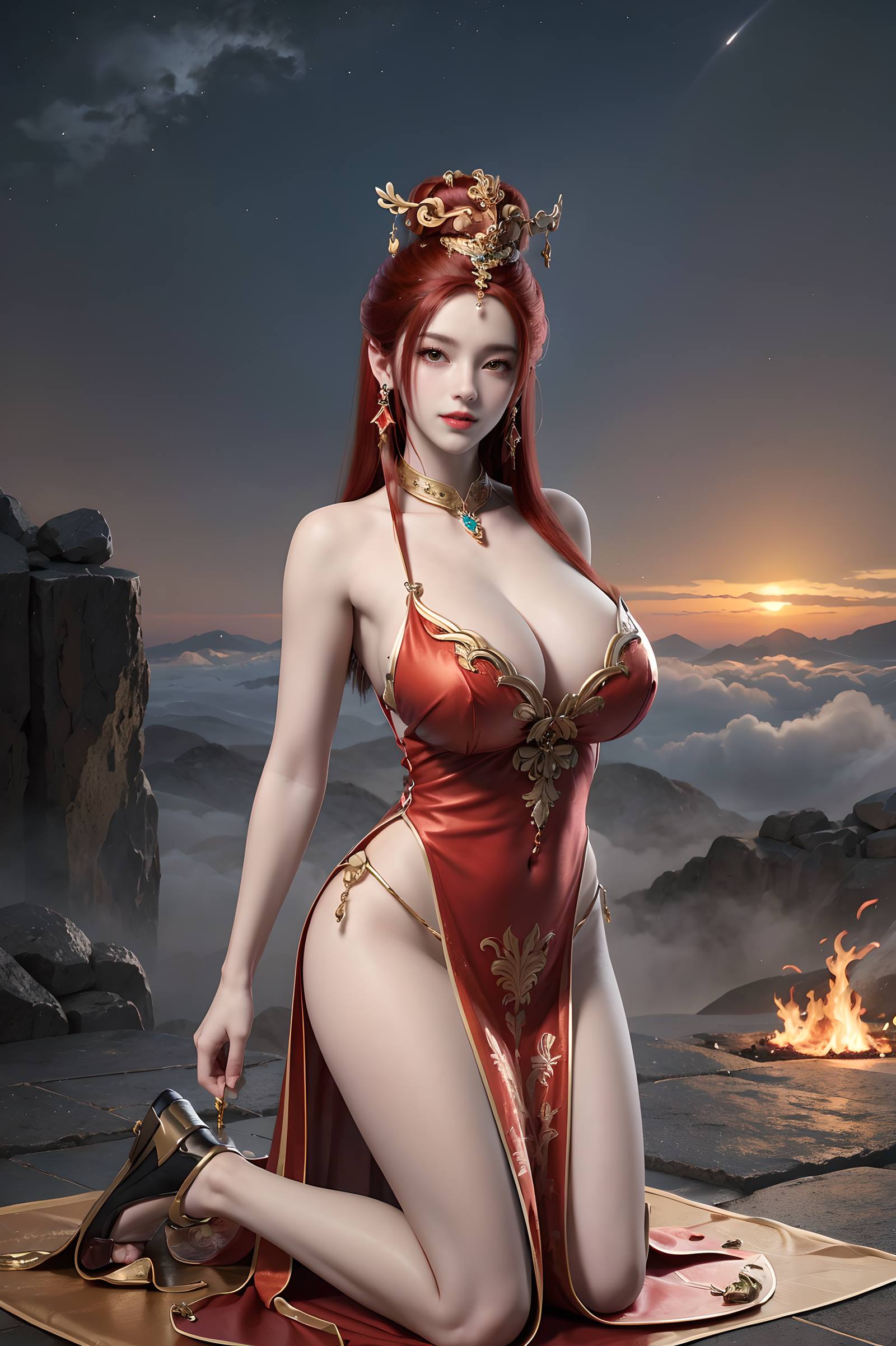 图片[108]-AI绘画 116 完美世界-曼珠沙华 户外红色礼服[109P] – 速更版-美库