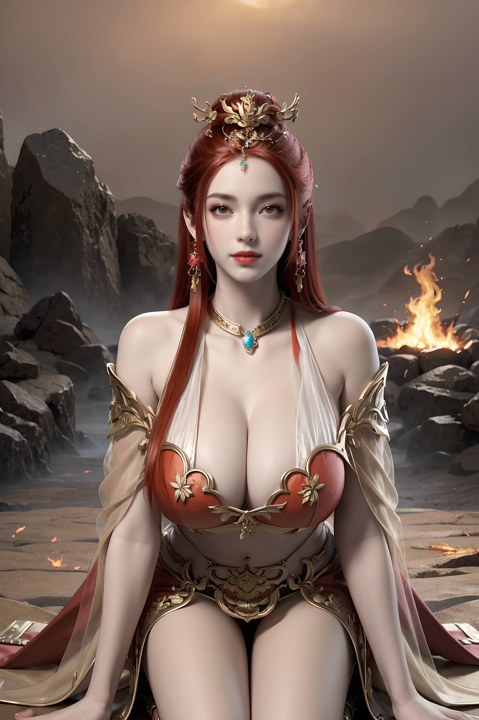 图片[110]-AI绘画 116 完美世界-曼珠沙华 户外红色礼服[109P] – 速更版-美库