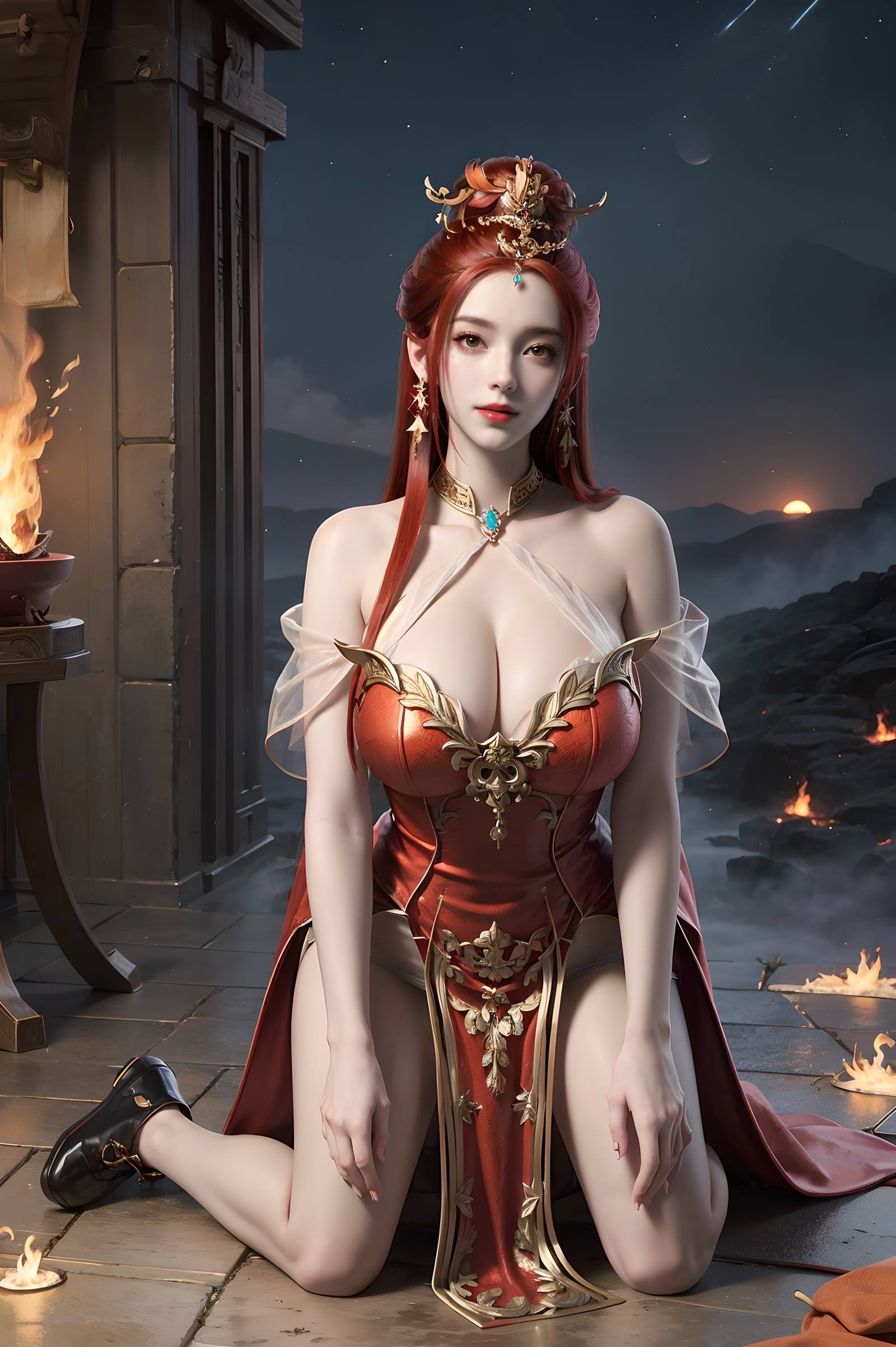 图片[111]-AI绘画 116 完美世界-曼珠沙华 户外红色礼服[109P] – 速更版-美库