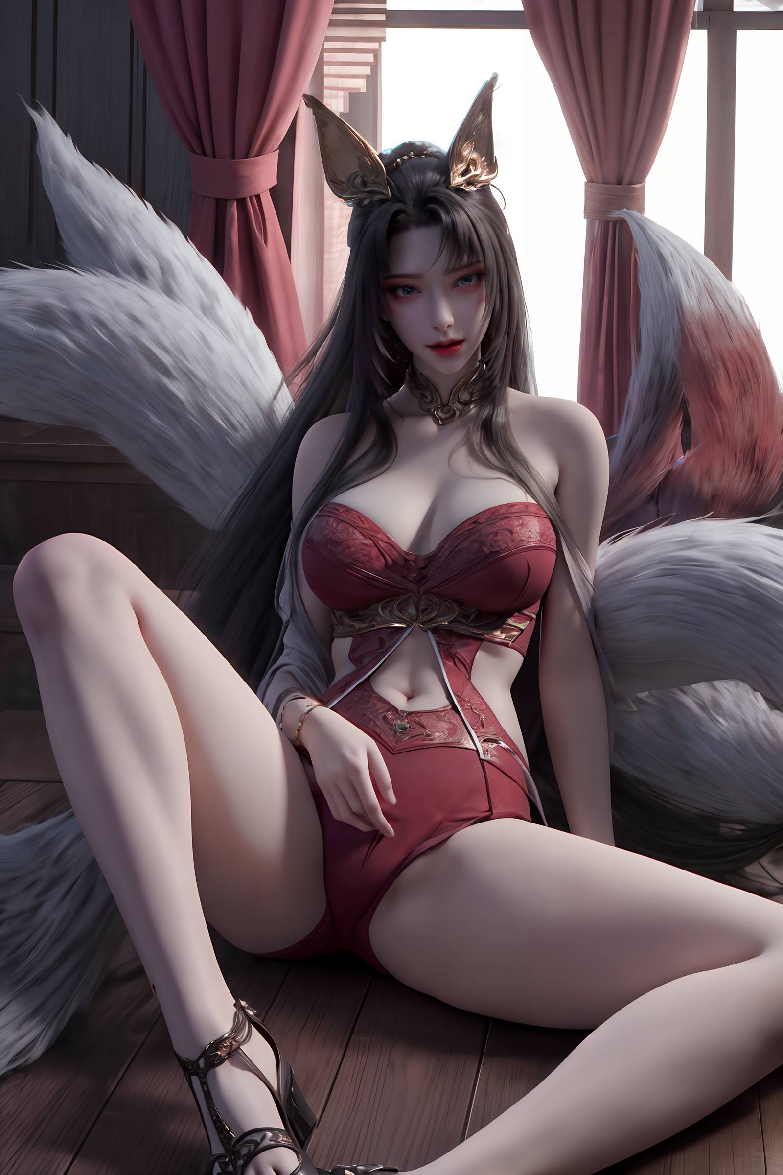 图片[14]-AI绘画 163 完美世界-天狐仙子 逼真狐尾[27P] – 速更版-美库