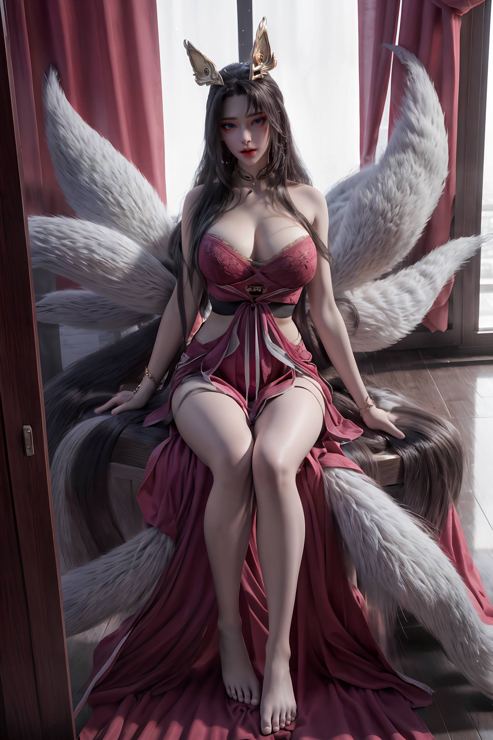 图片[22]-AI绘画 163 完美世界-天狐仙子 逼真狐尾[27P] – 速更版-美库