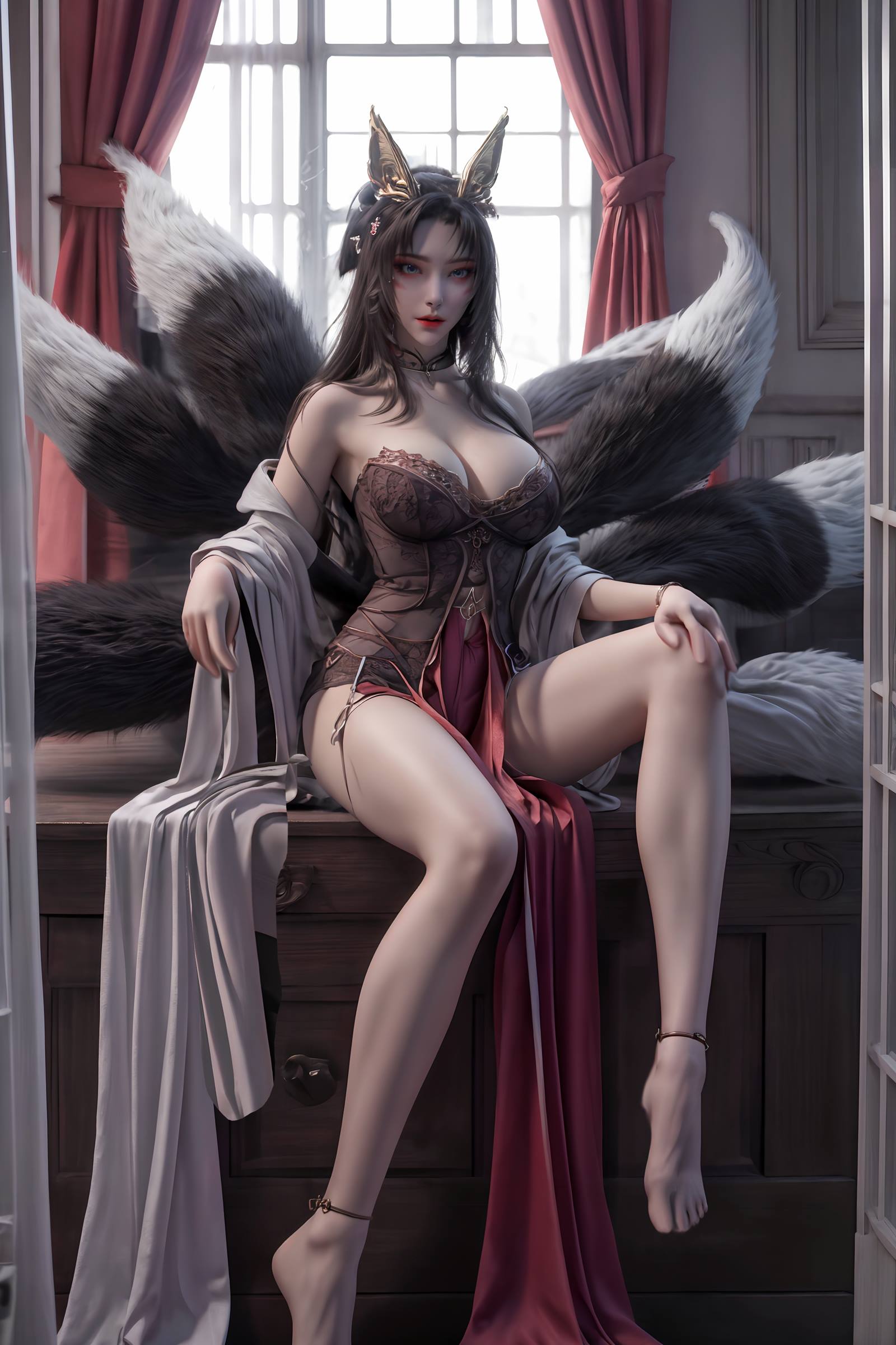 图片[25]-AI绘画 163 完美世界-天狐仙子 逼真狐尾[27P] – 速更版-美库