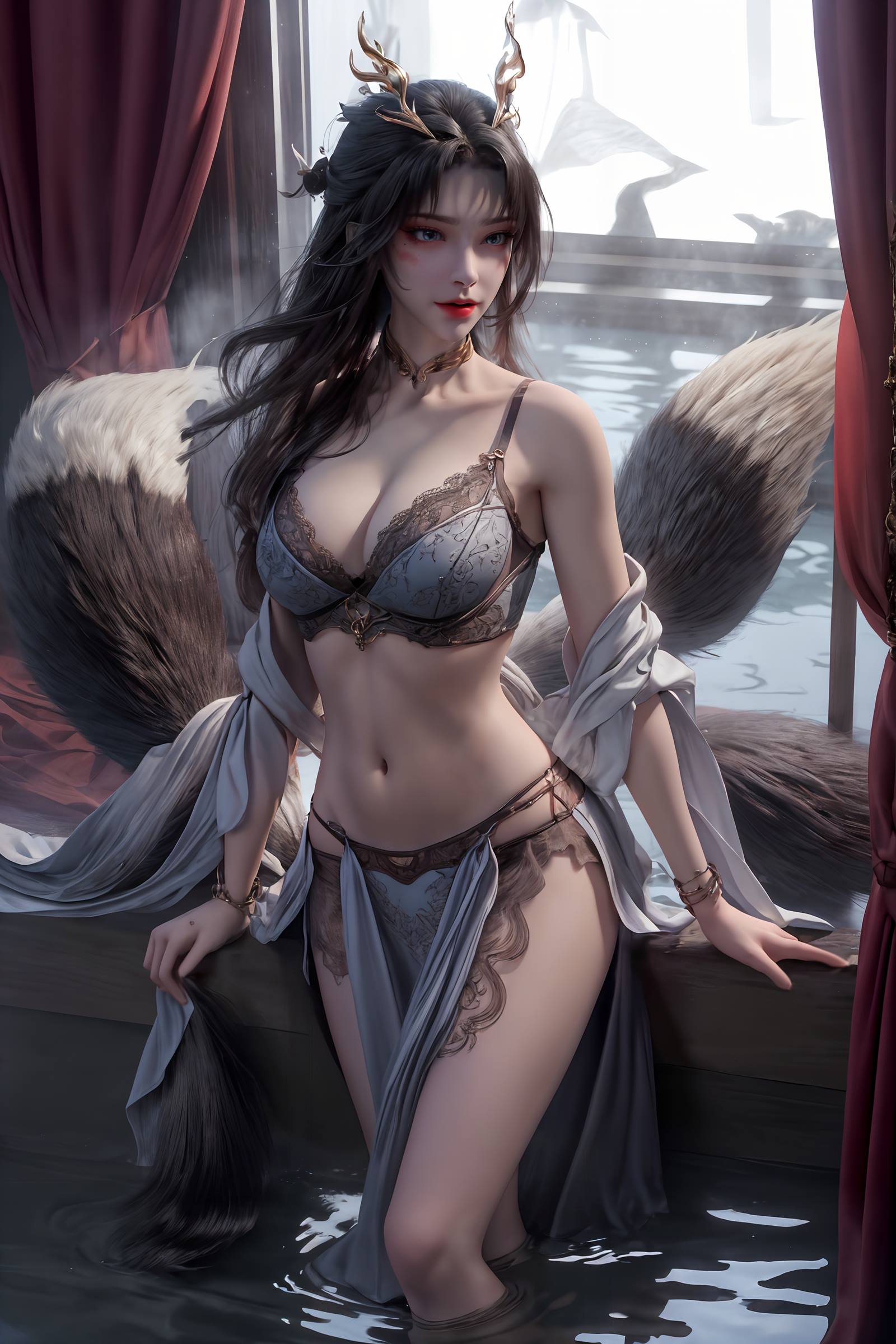 图片[28]-AI绘画 163 完美世界-天狐仙子 逼真狐尾[27P] – 速更版-美库