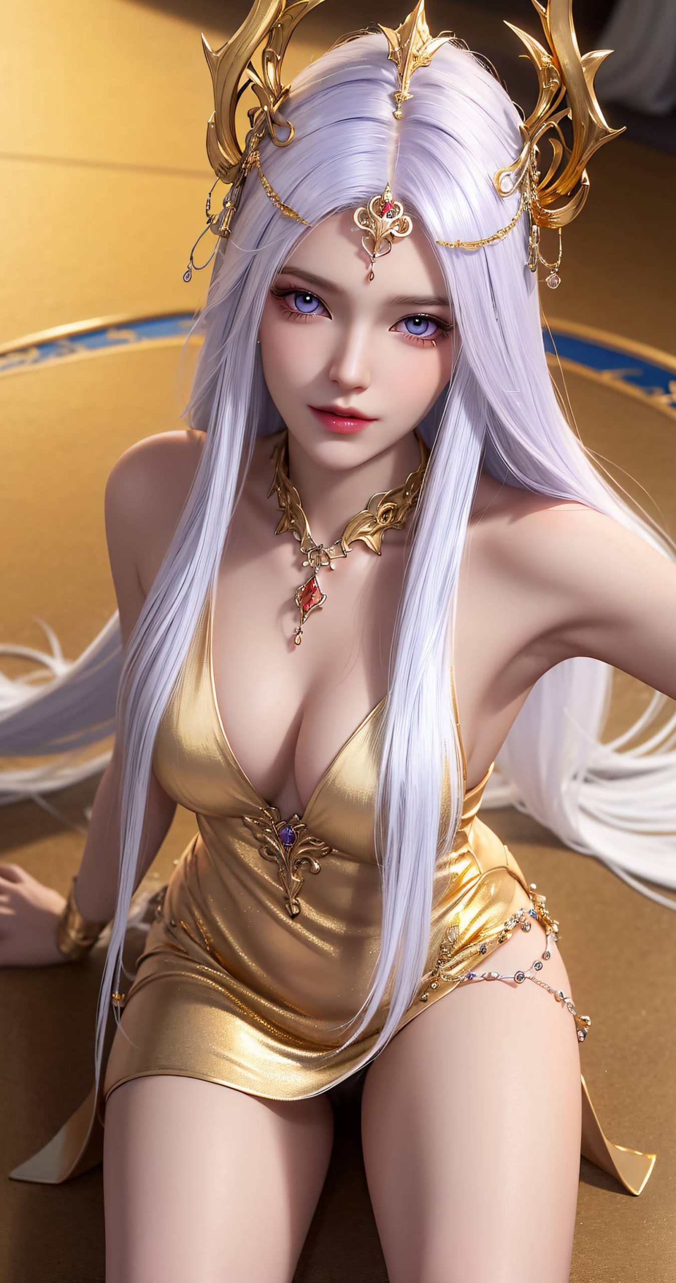 图片[11]-AI绘画 238 波塞西金色礼服[34P] – 速更版-美库