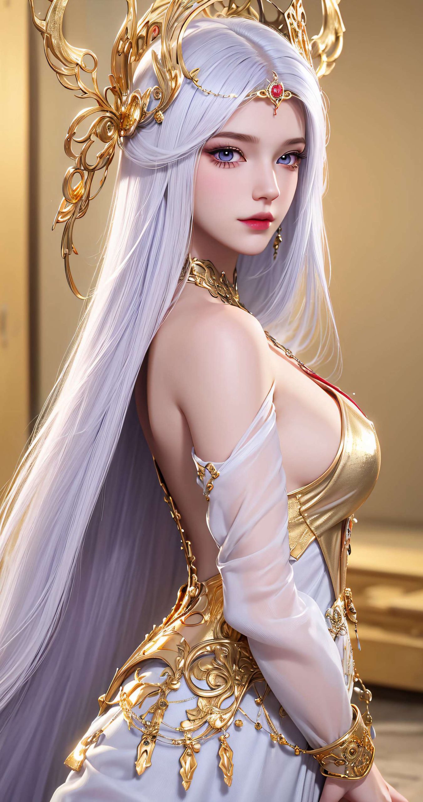 图片[13]-AI绘画 238 波塞西金色礼服[34P] – 速更版-美库