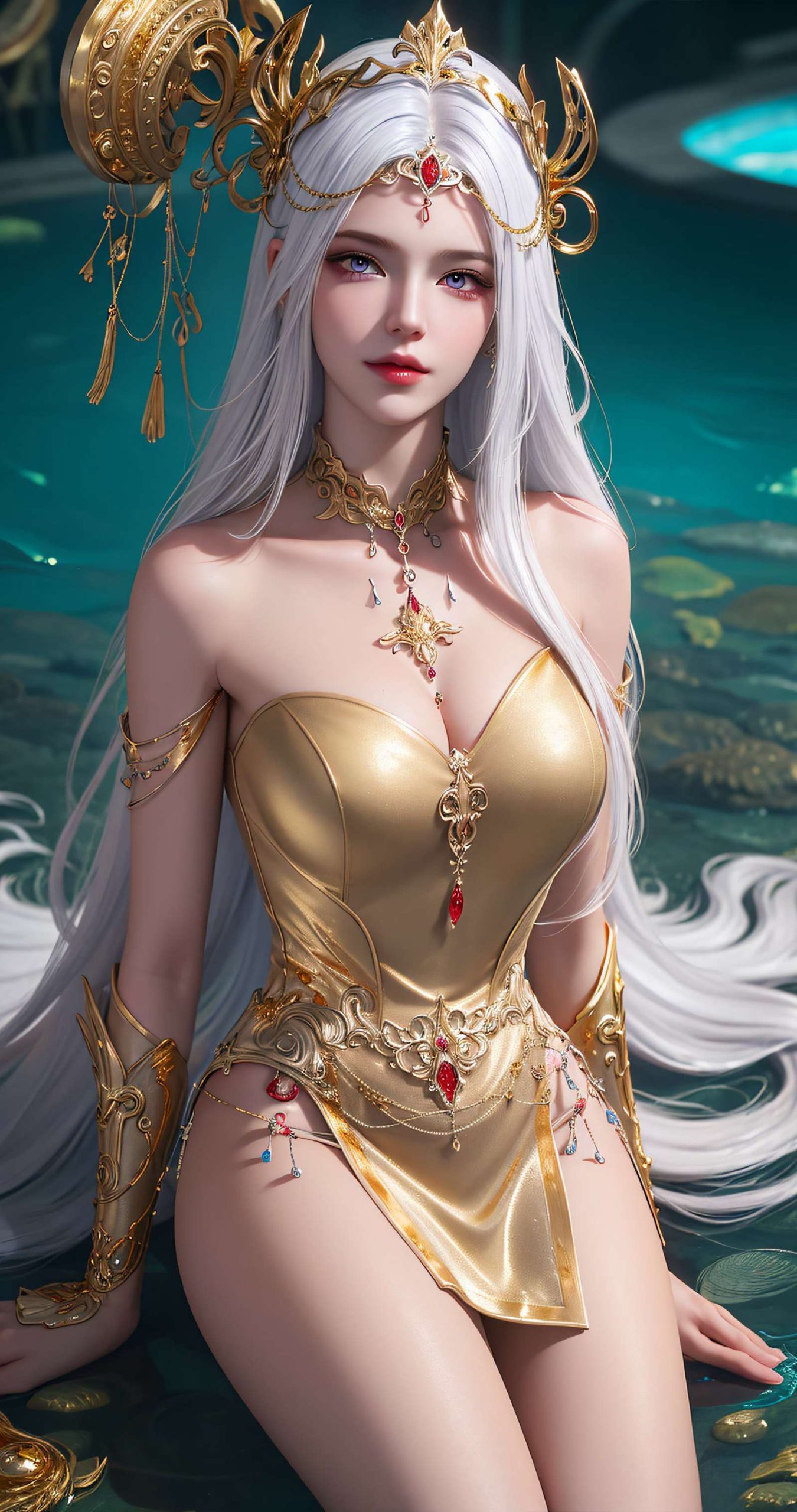 图片[19]-AI绘画 238 波塞西金色礼服[34P] – 速更版-美库