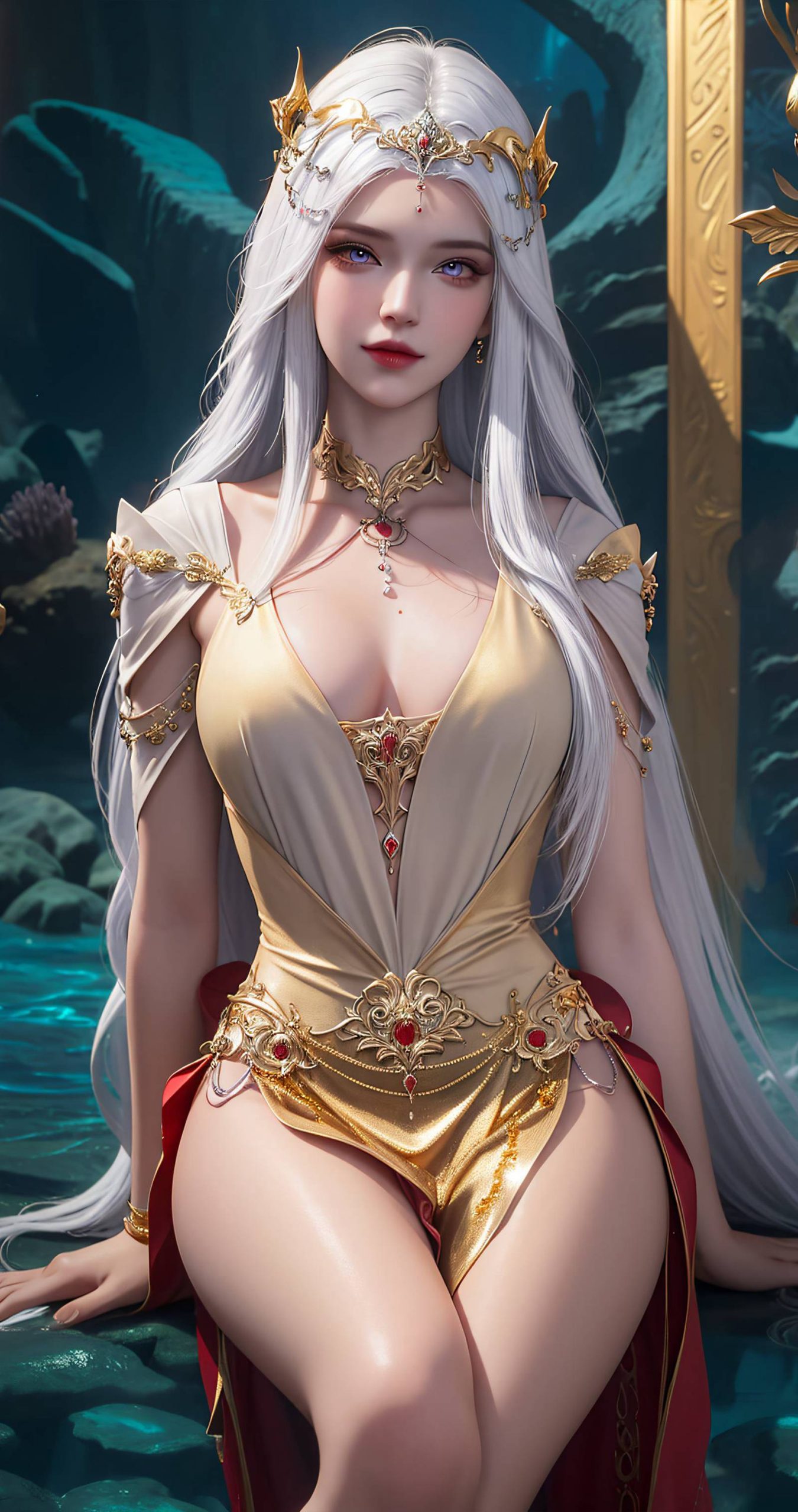 图片[20]-AI绘画 238 波塞西金色礼服[34P] – 速更版-美库